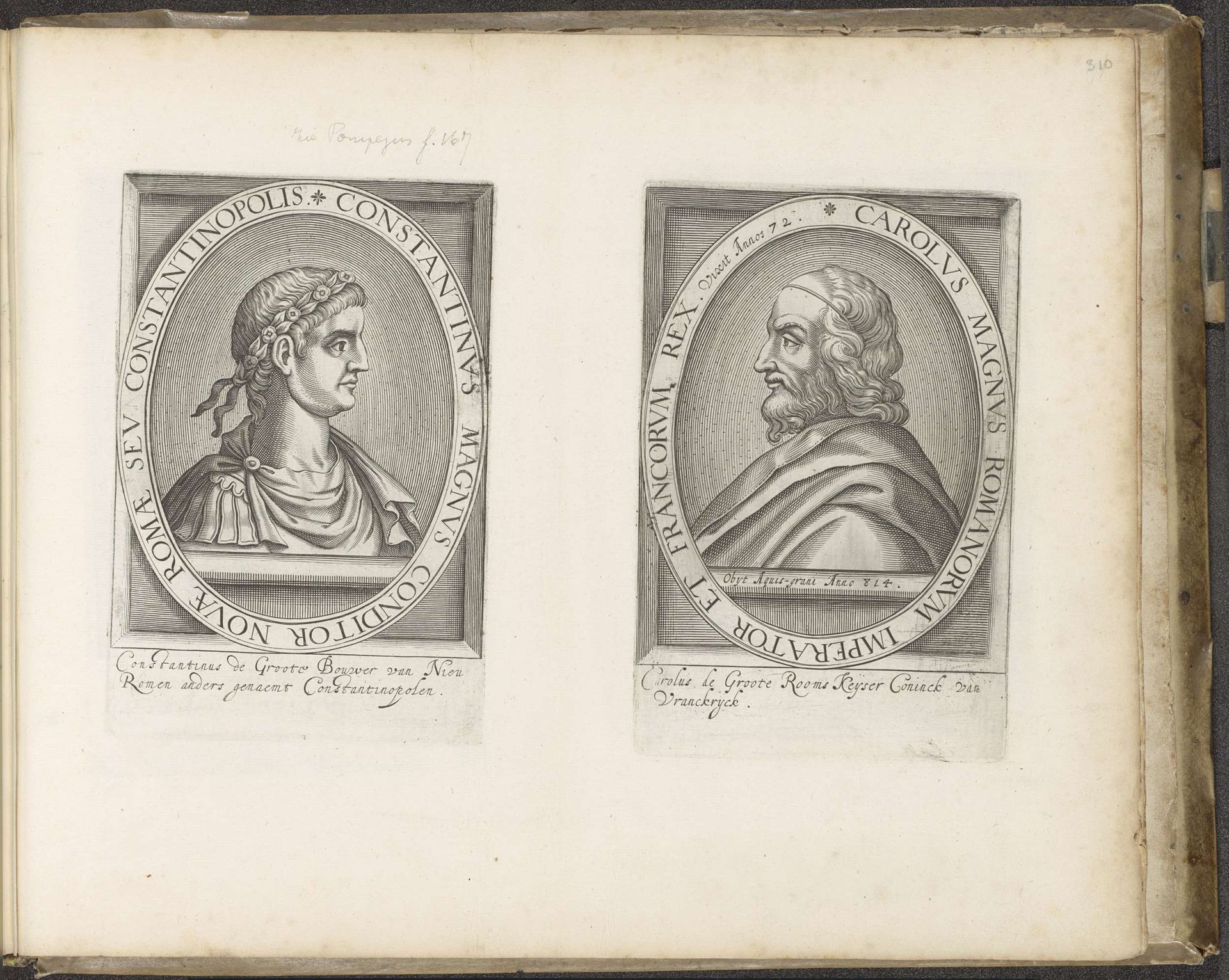 Portretten van Constantijn de Grote en Karel de Grote by Anonymous