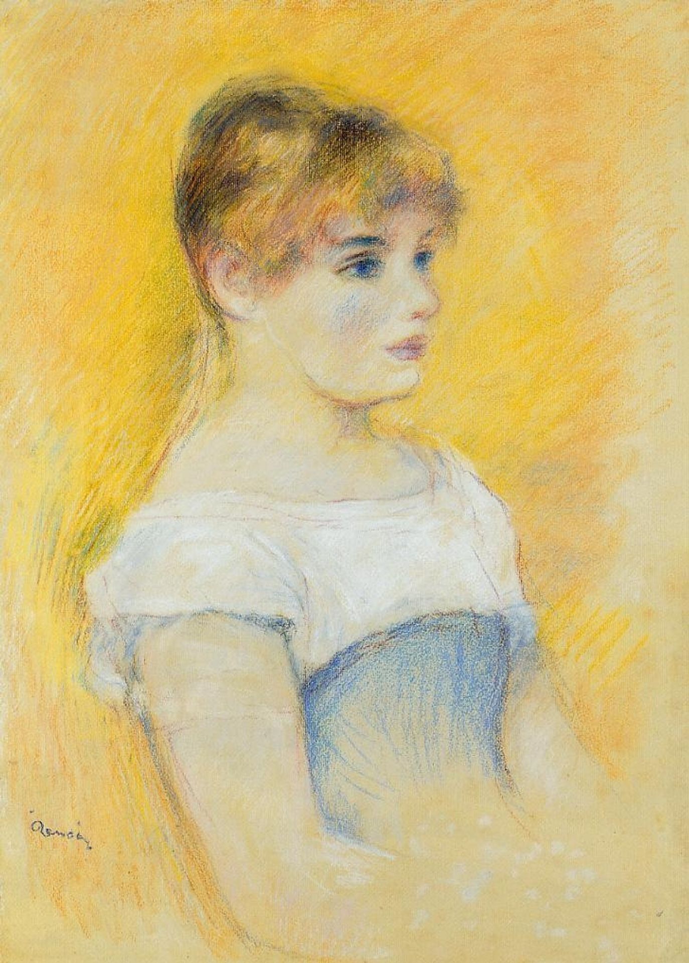 Young Girl in a Blue Corset by Pierre-Auguste Renoir