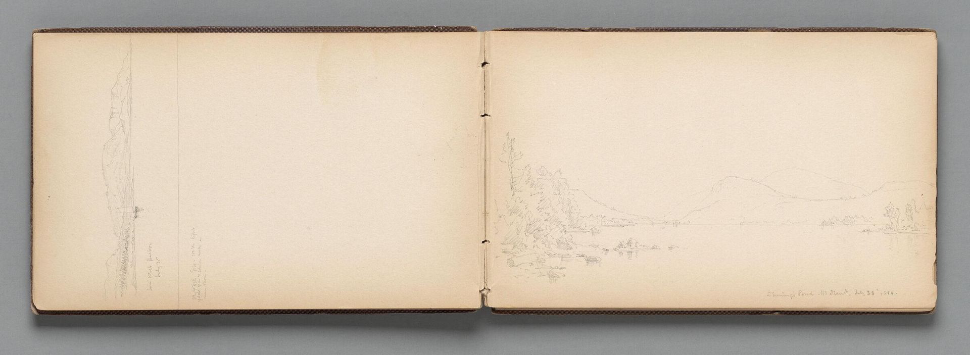 Partial Dennings Pond Landscape; verso: Partial Western Mountain Landscape by Sanford Robinson Gifford