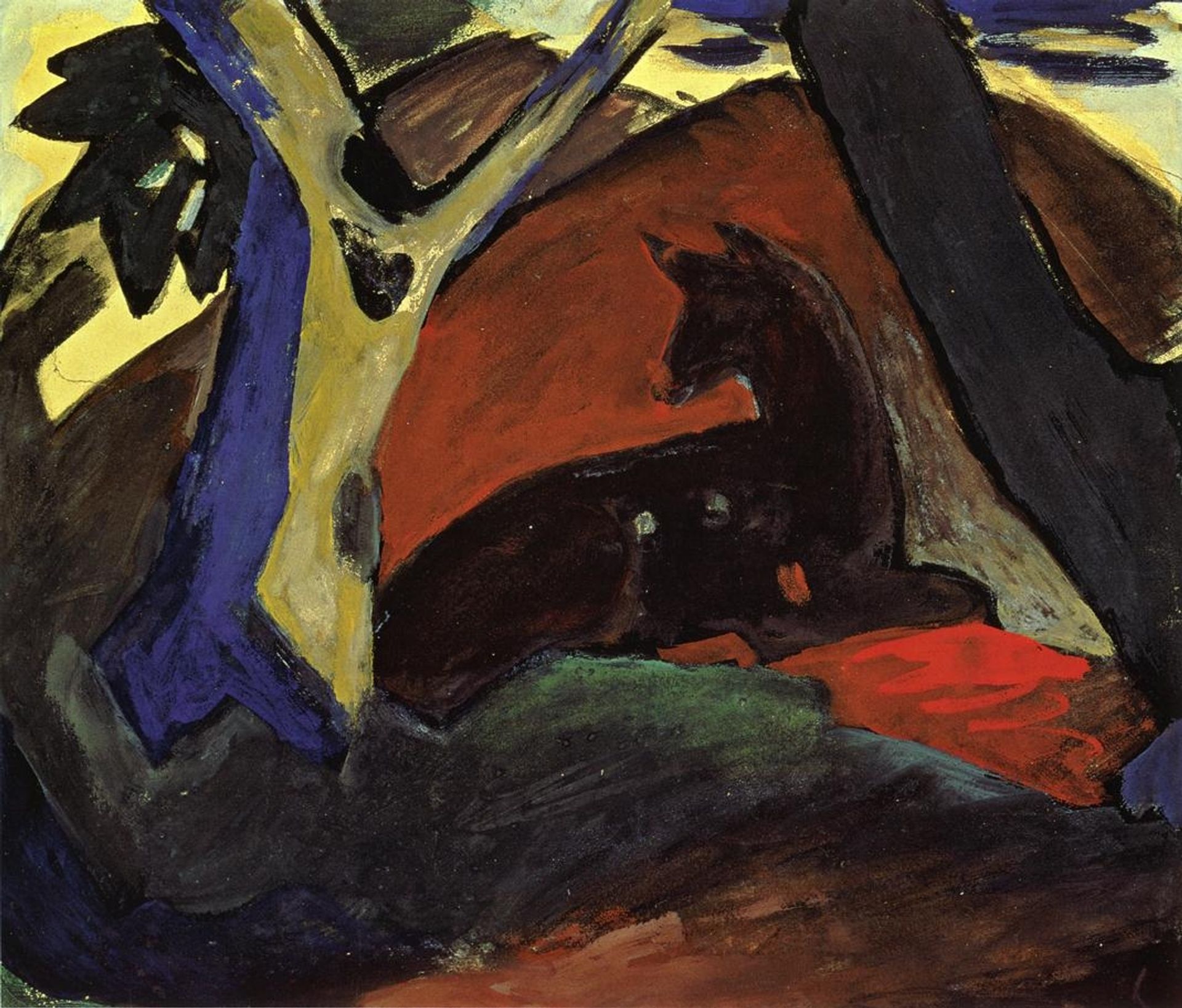 Crouching Deer by Franz Marc