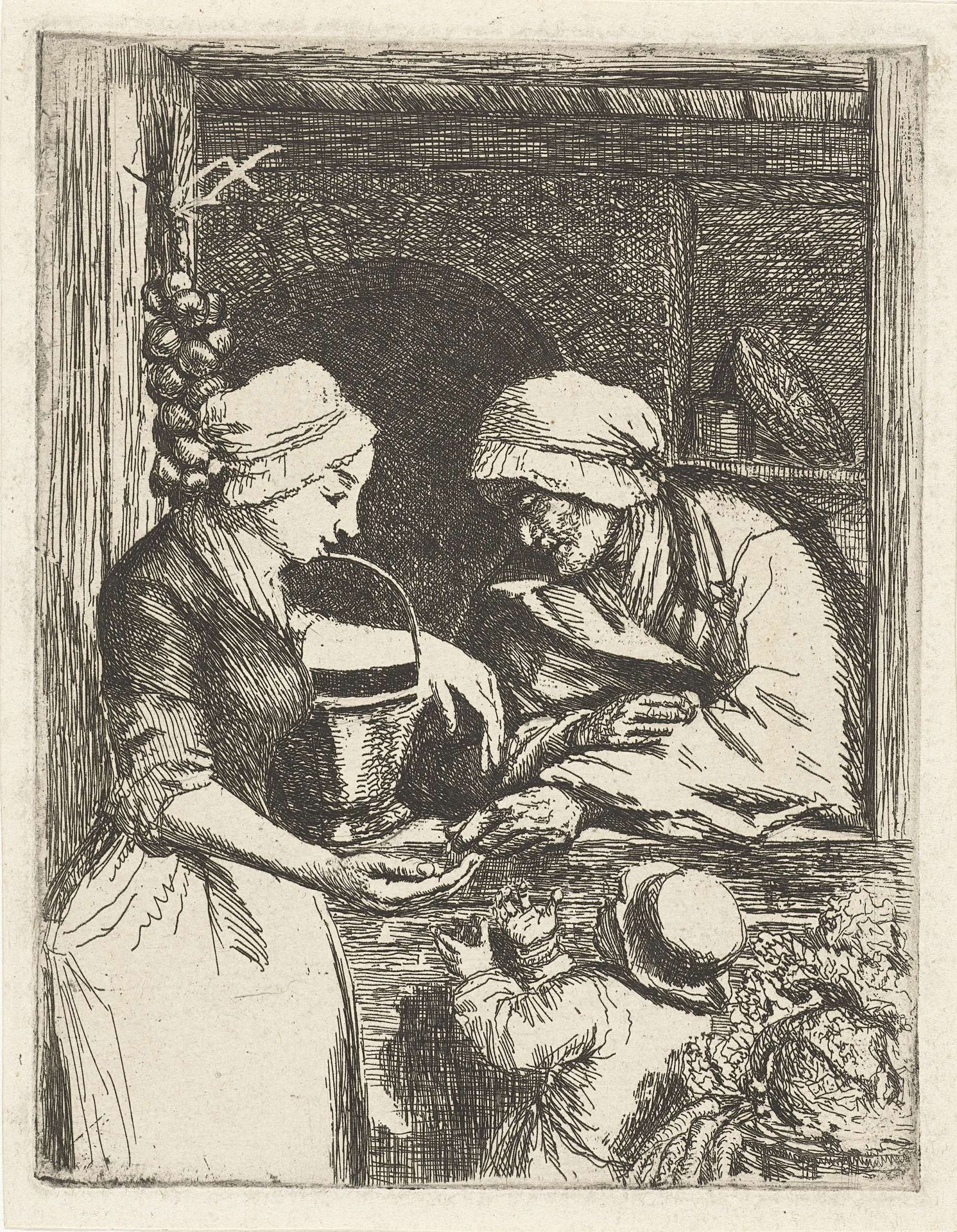 Groenteverkoopster by Louis Bernard Coclers