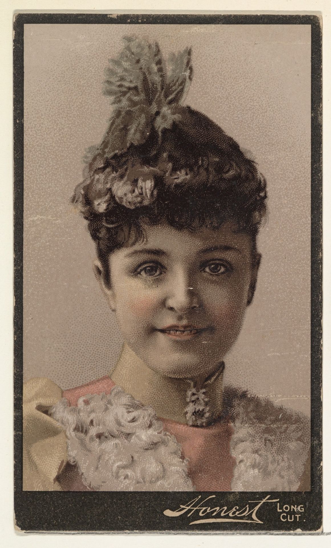 Actress wearing ornate headpiece, from Stars of the Stage, Third Series (N131) issued by Duke Sons & Co. to promote Honest Long Cut Tobacco by W. Duke, Sons & Co.