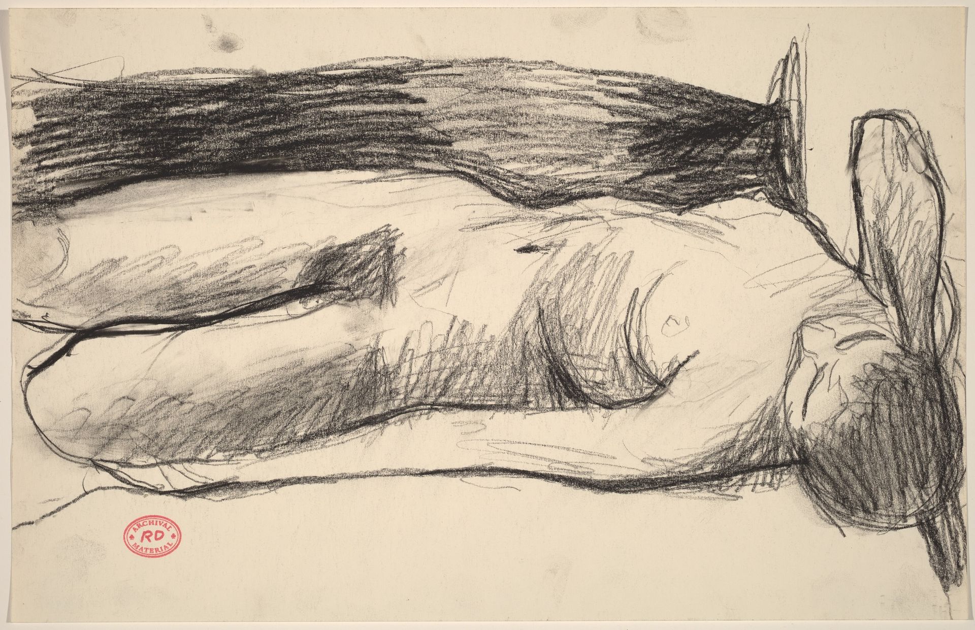 Untitled [reclining nude with her right hand behind her head] by Richard Diebenkorn