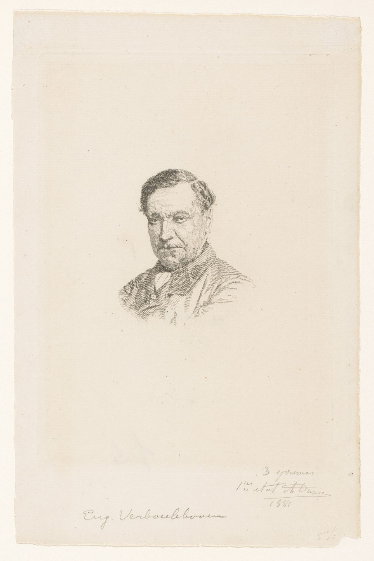 Portret van Eugène Verboeckhoven by Auguste Danse