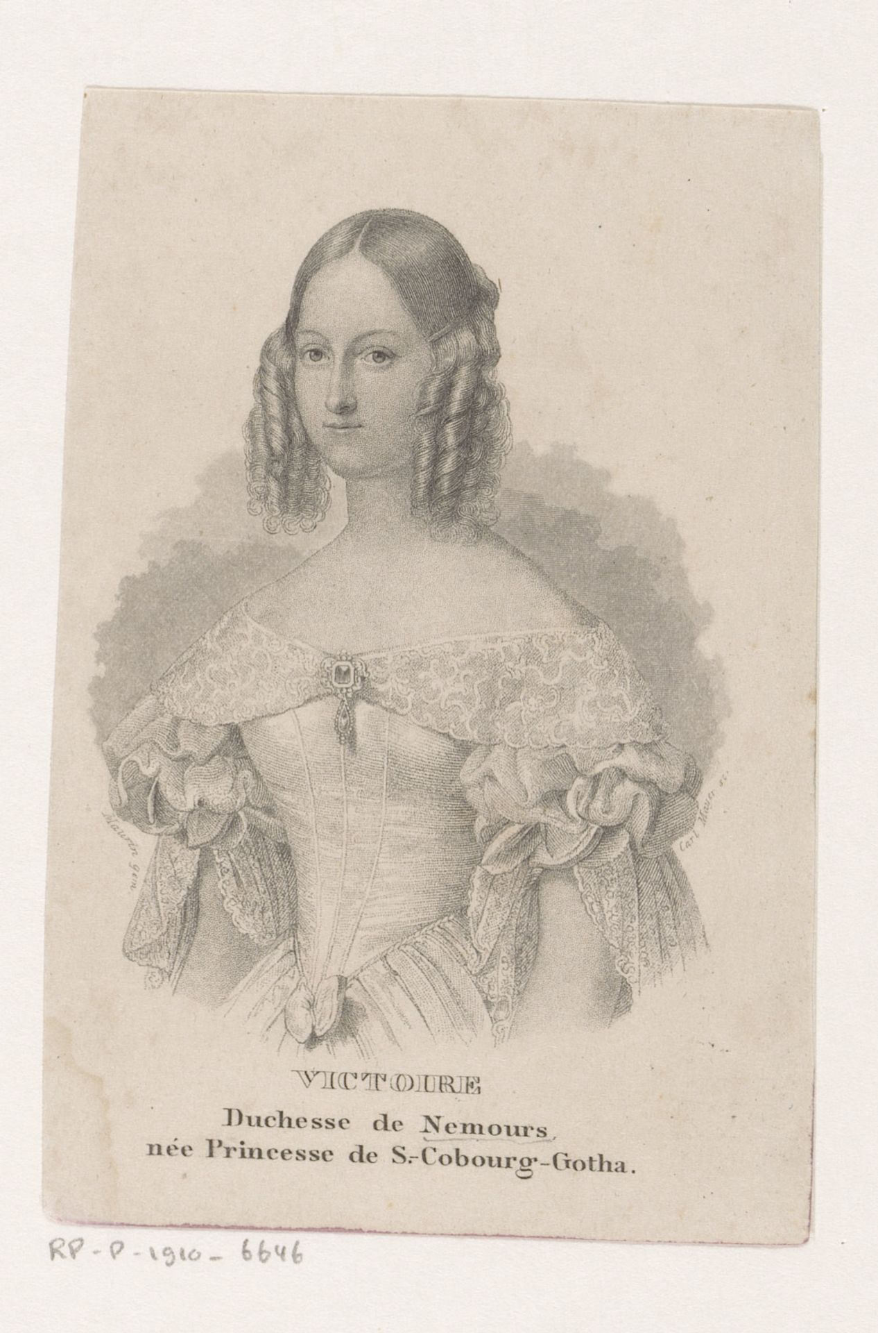 Portret van Viktoria von Sachsen-Coburg-Saalfeld-Koháry, hertogin van Nemours by Carl Mayer