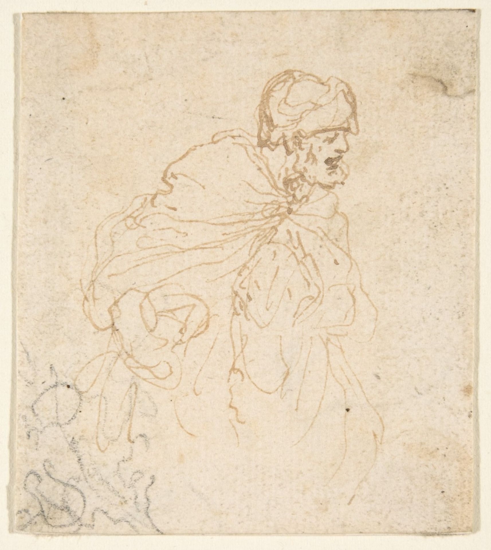 A Bearded Man in a Cloak and Turban Facing Right. by Stefano della Bella