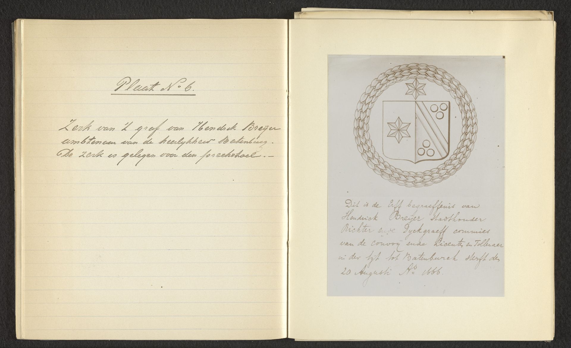 Fotoreproductie van een tekening van de grafsteen van Hendrick Breijer te Batenburg by Benjamin Charlé