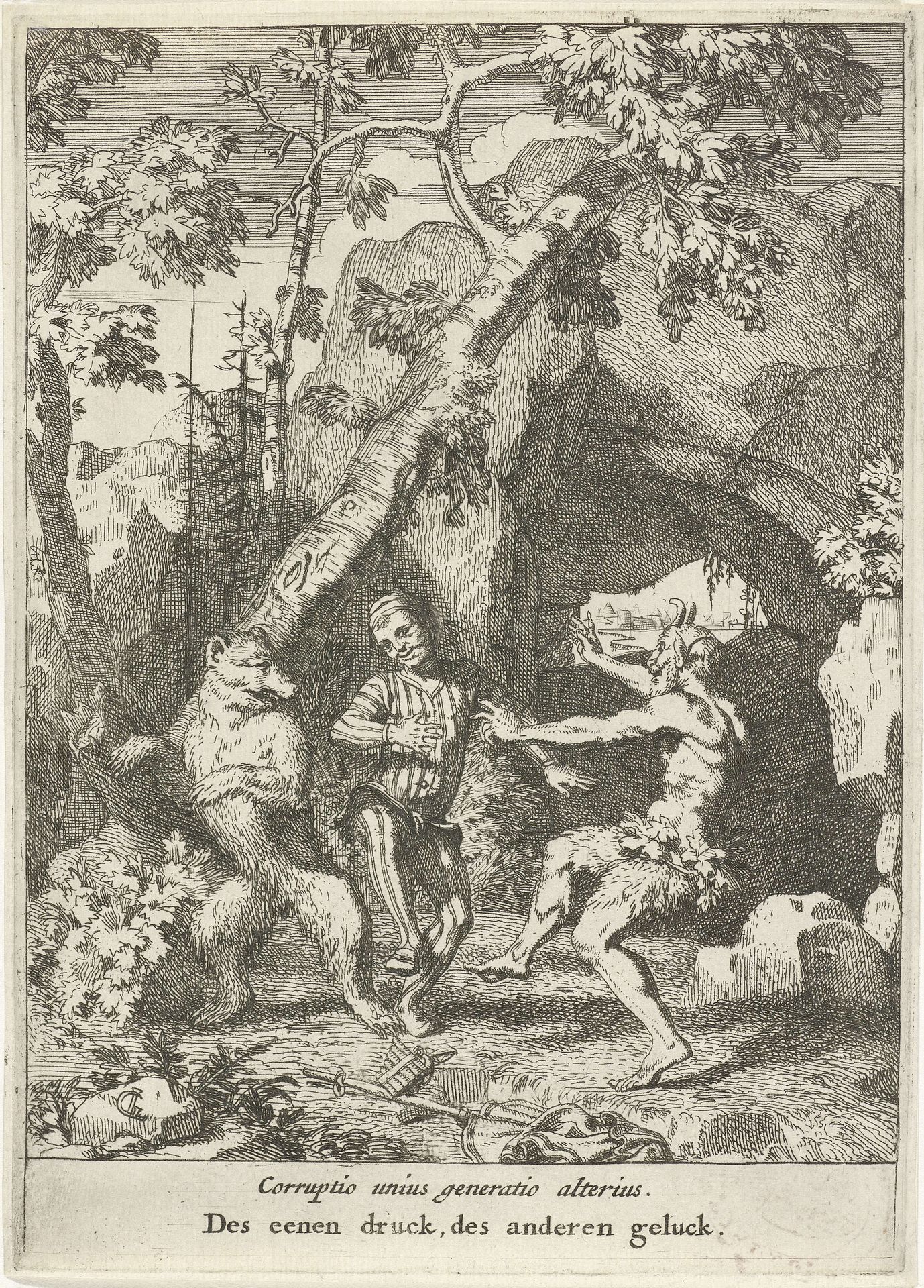 Nar danst met beer en sater by Gerard de Lairesse