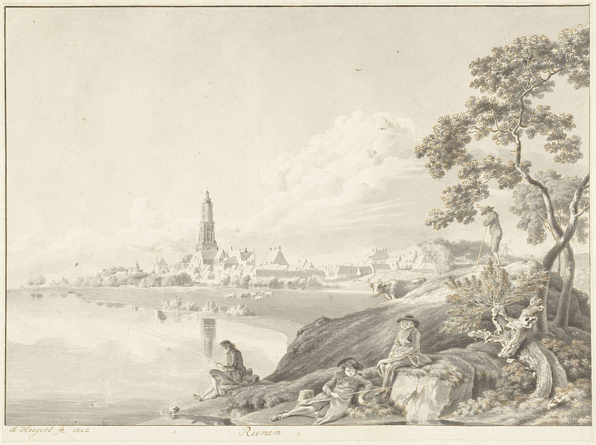 Gezicht op Rhenen by Hendrik Hoogers