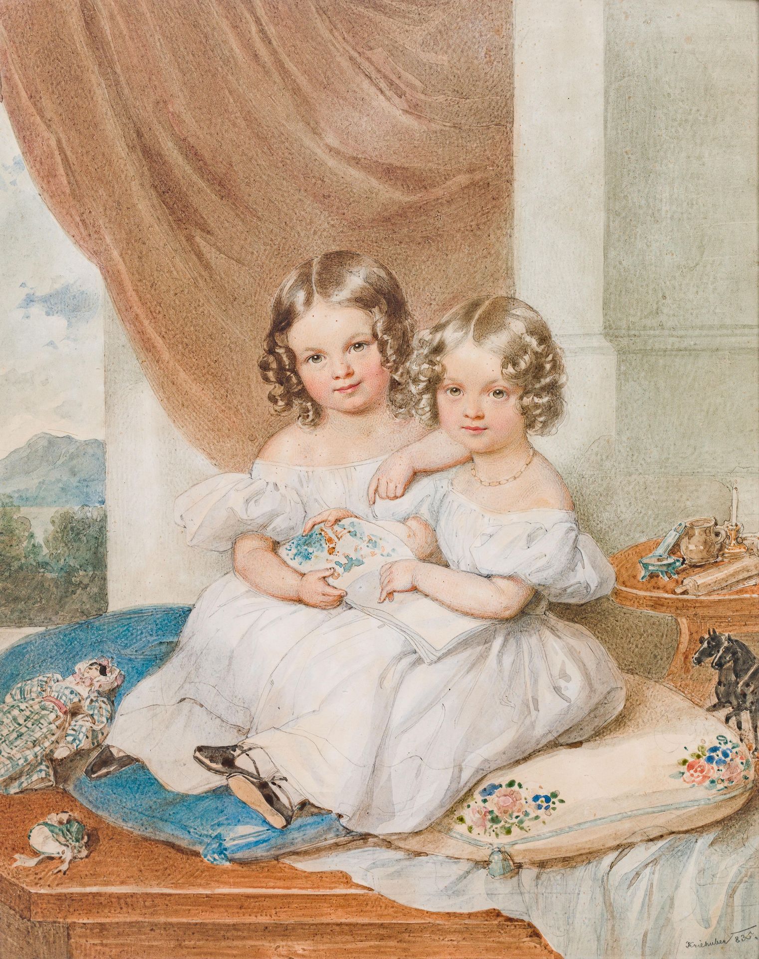 Princesses Elise And Fanny From And To Liechtenstein by Josef Kriehuber