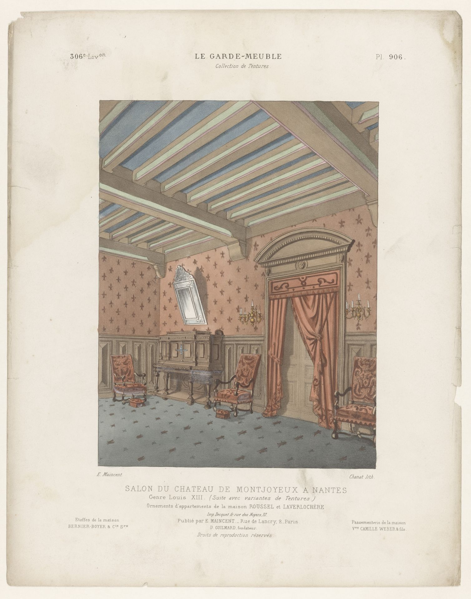 Salon van een kasteel by Léon Laroche