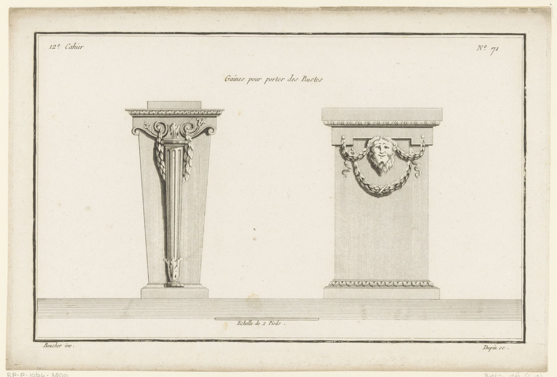 Twee voetstukken met masker by Nicolas Dupin