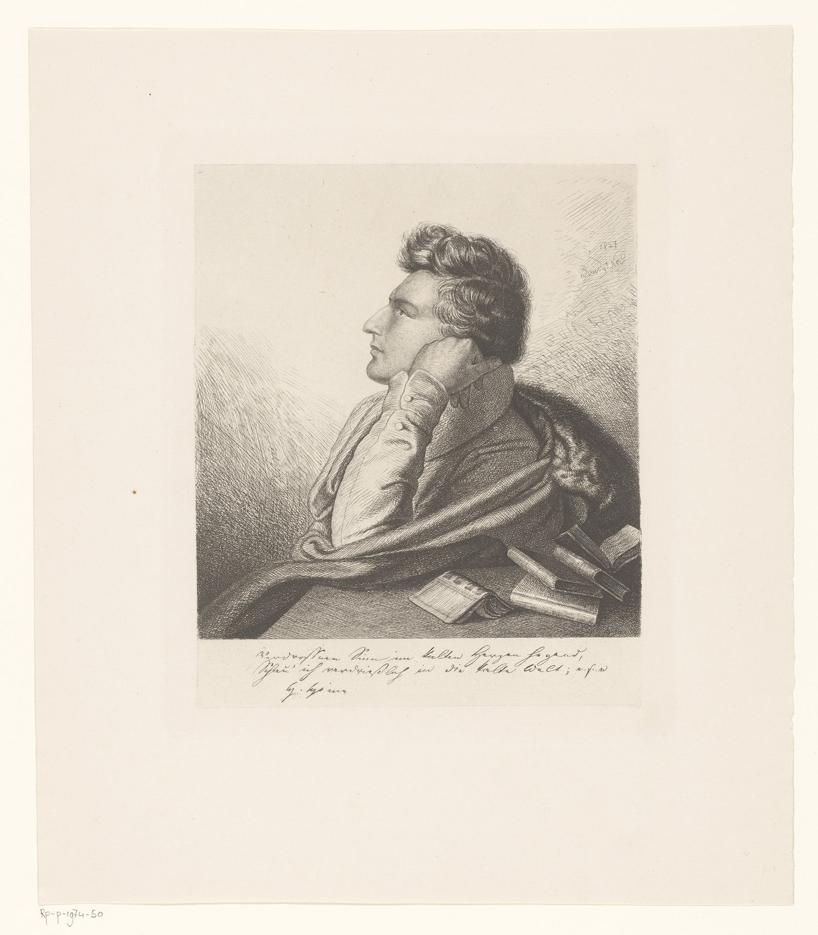 Portret van Heinrich Heine by Ludwig Emil Grimm