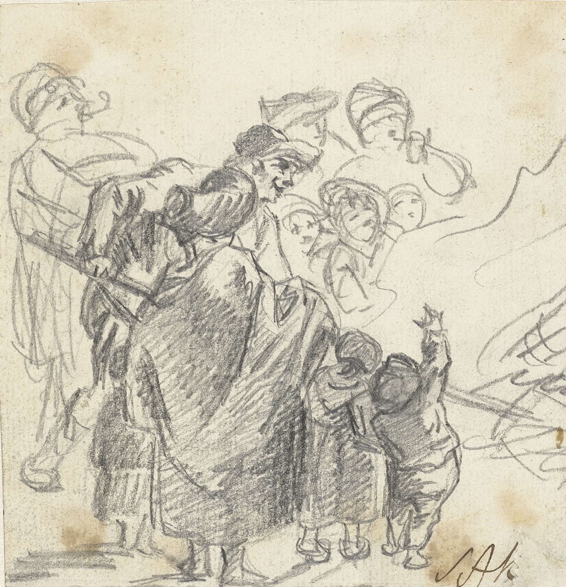 Toeschouwers bij een straatvuur by Simon Andreas Krausz