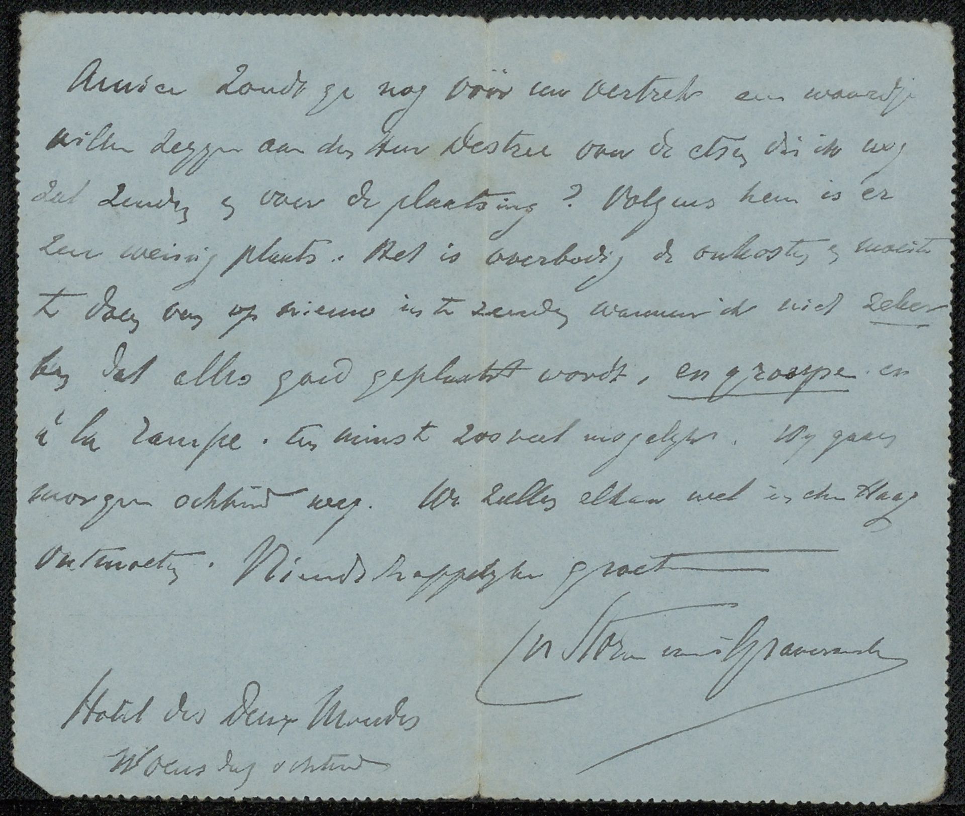 Briefkaart aan Philip Zilcken by Carel Nicolaas Storm van 's-Gravesande