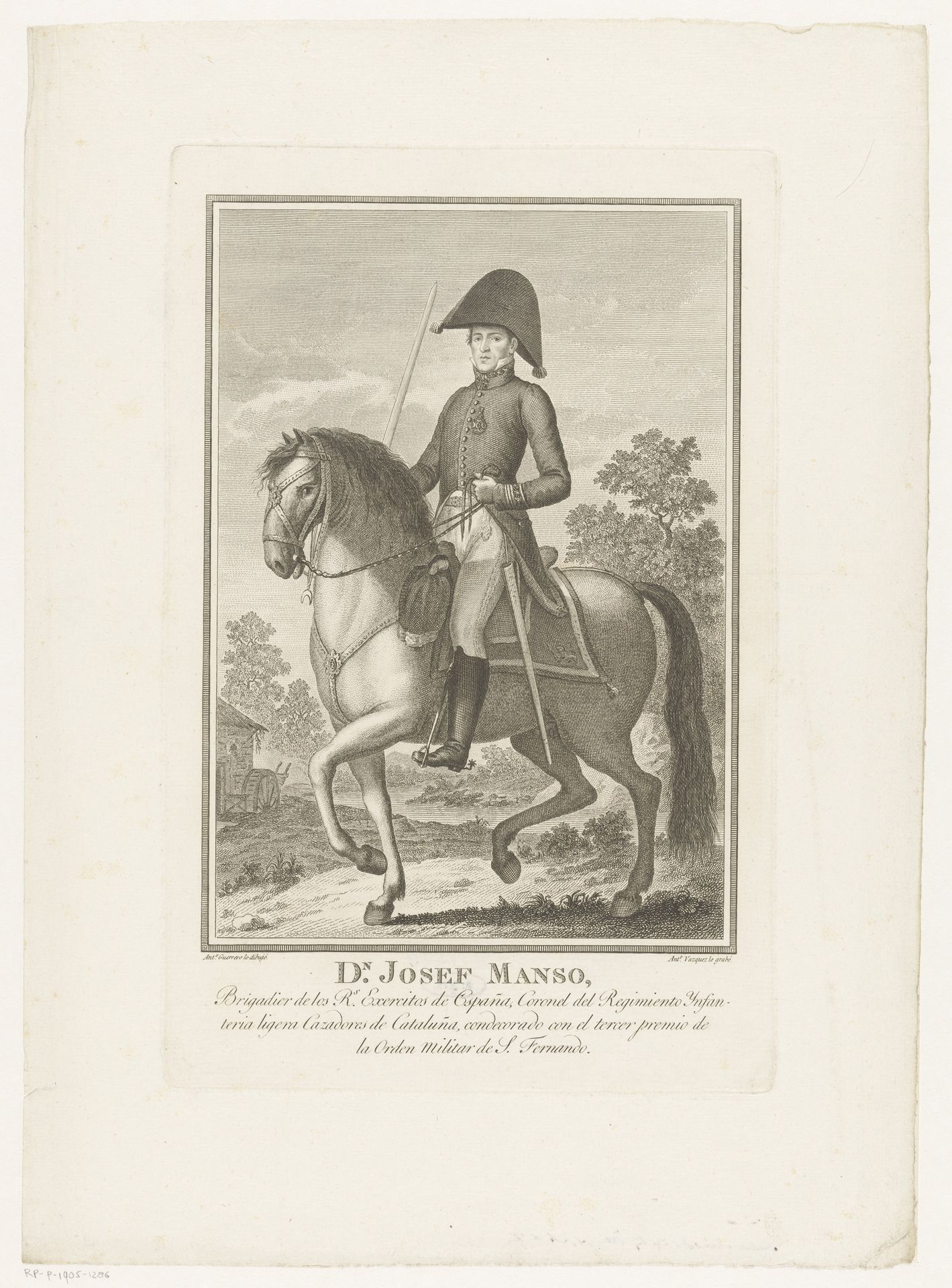 Ruiterportret van kolonel José Manso y Solá by Antonio Vázquez