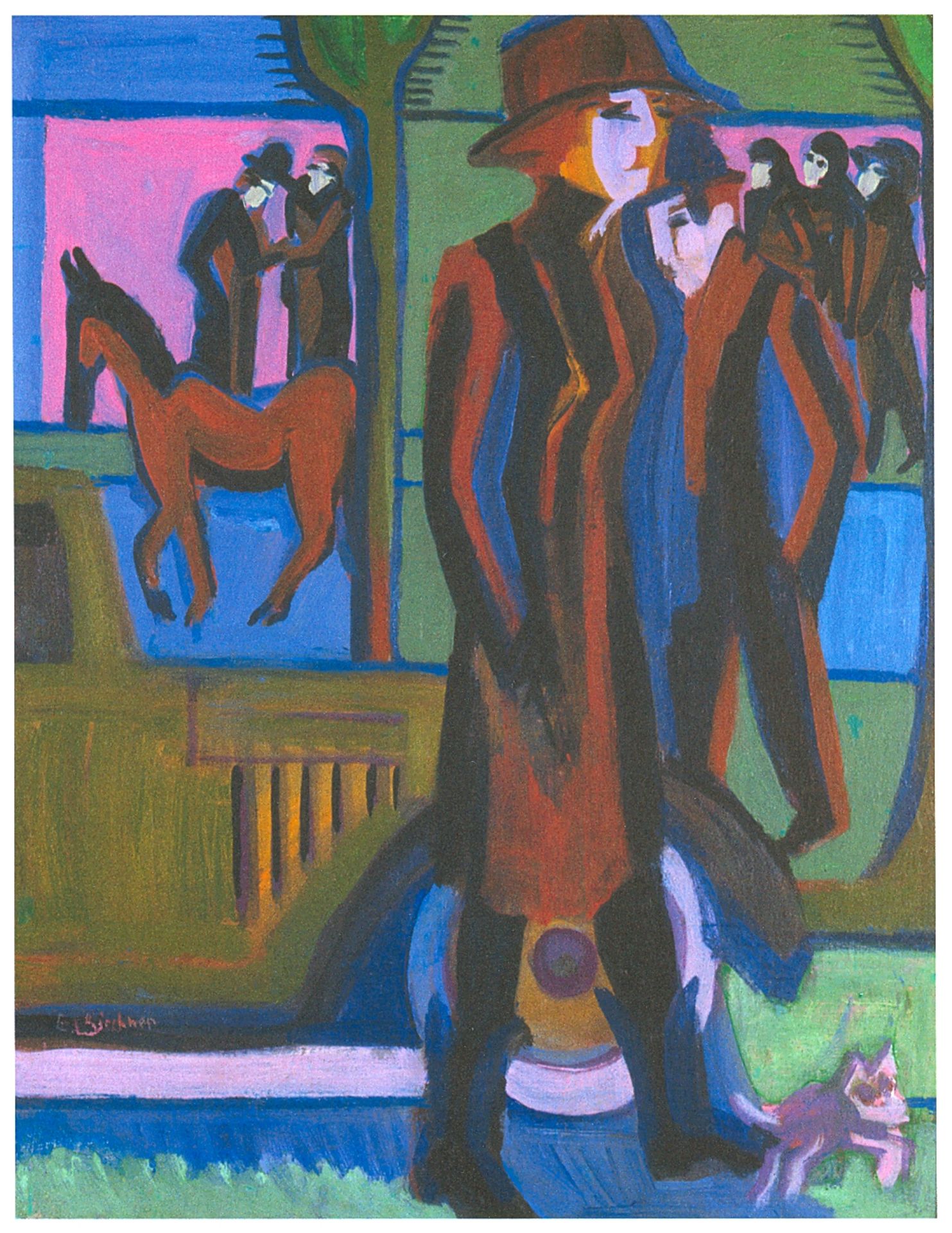 Walking Woman with Dog by Ernst Ludwig Kirchner