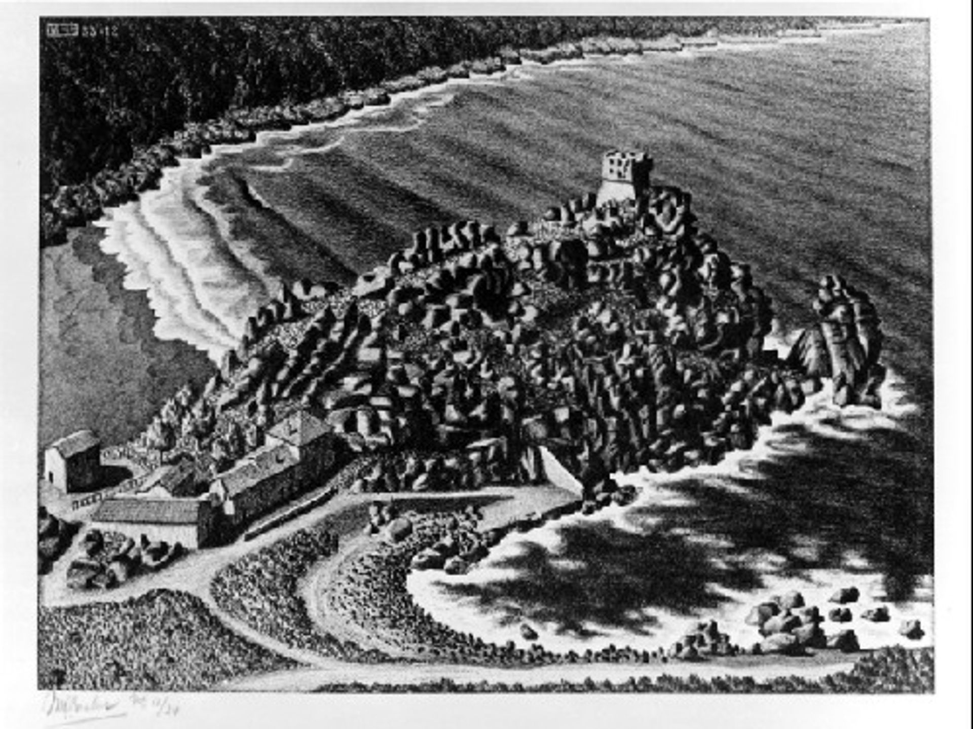 Gulf of Porto, Corsica (December 1933) by M.C. Escher