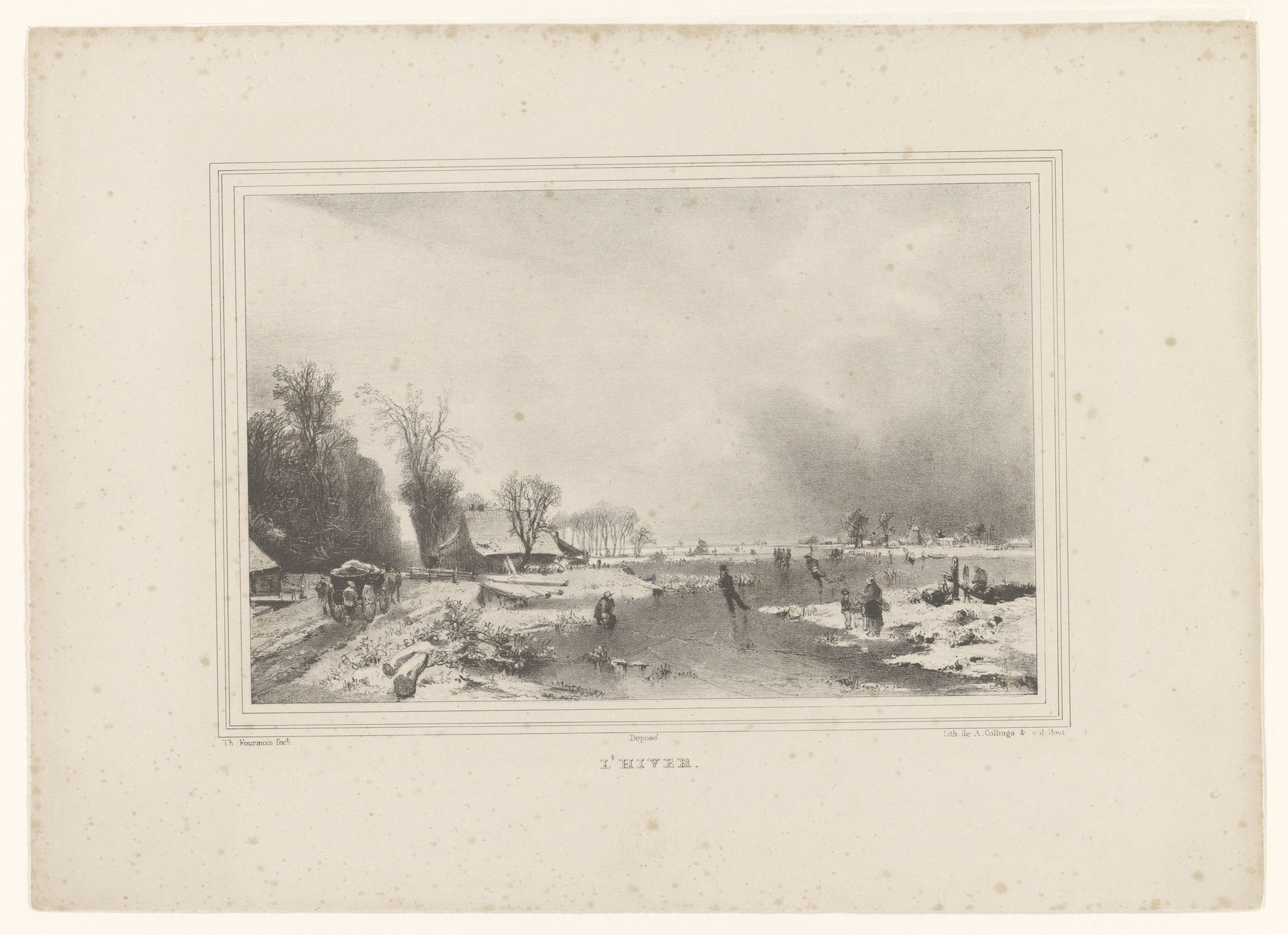 Winterlandschap met schaatsers by Théodore Fourmois