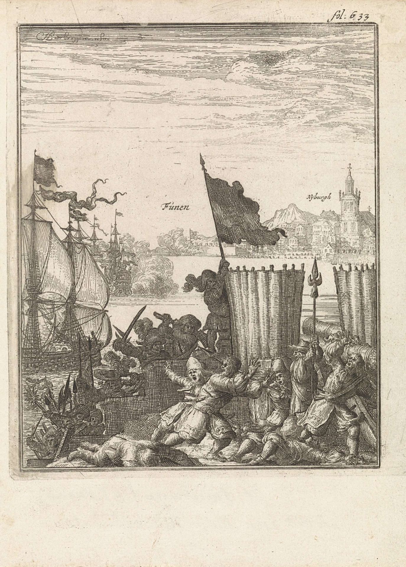 Verjagen van de Zweden uit een schans op Funen, 1659 by Herman Padtbrugge