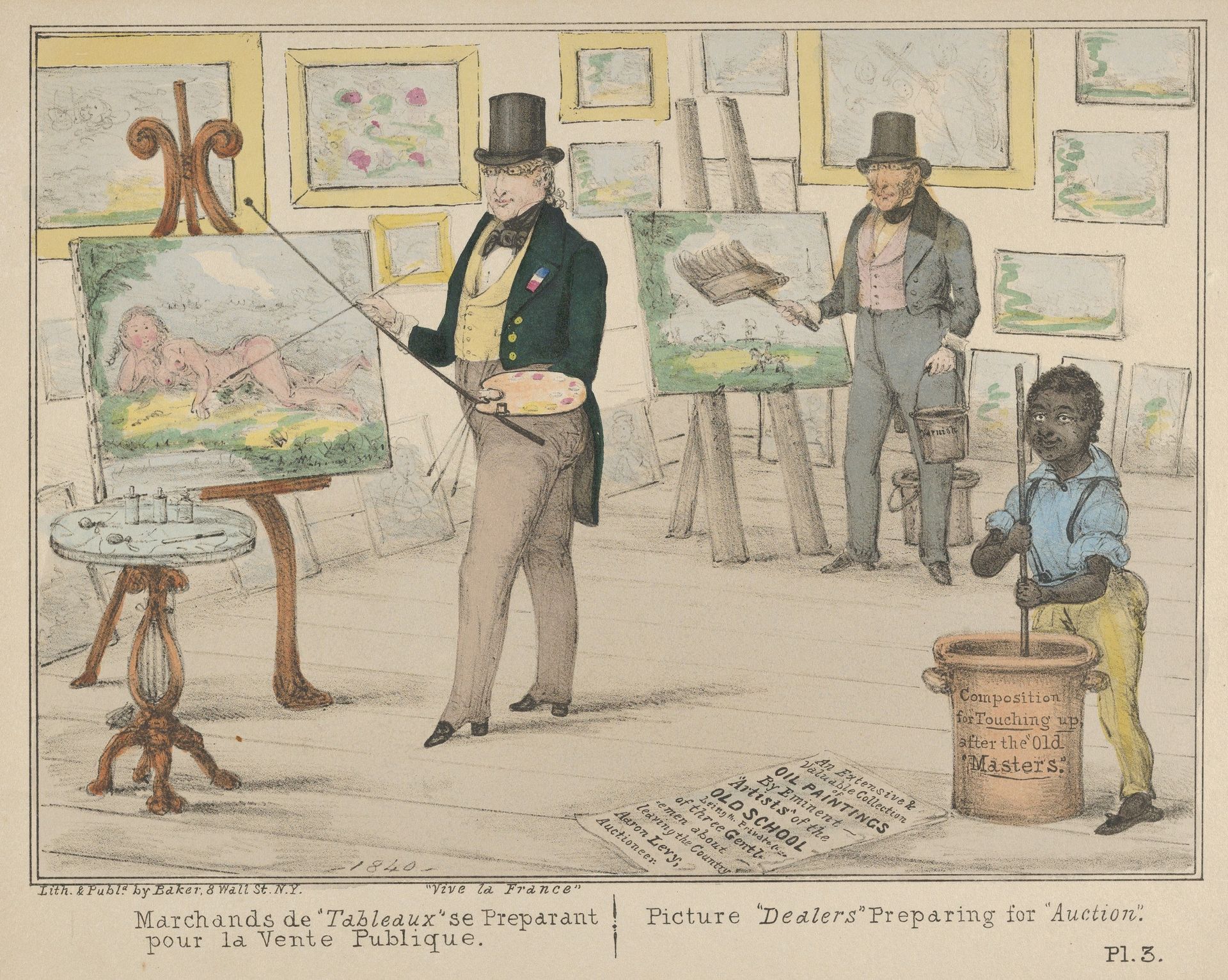 Vive la France, Marchands de "Tableaux" se Preparant pour la Vente Publique / Picture "Dealers" Preparing for "Auction" by Alfred E. Baker