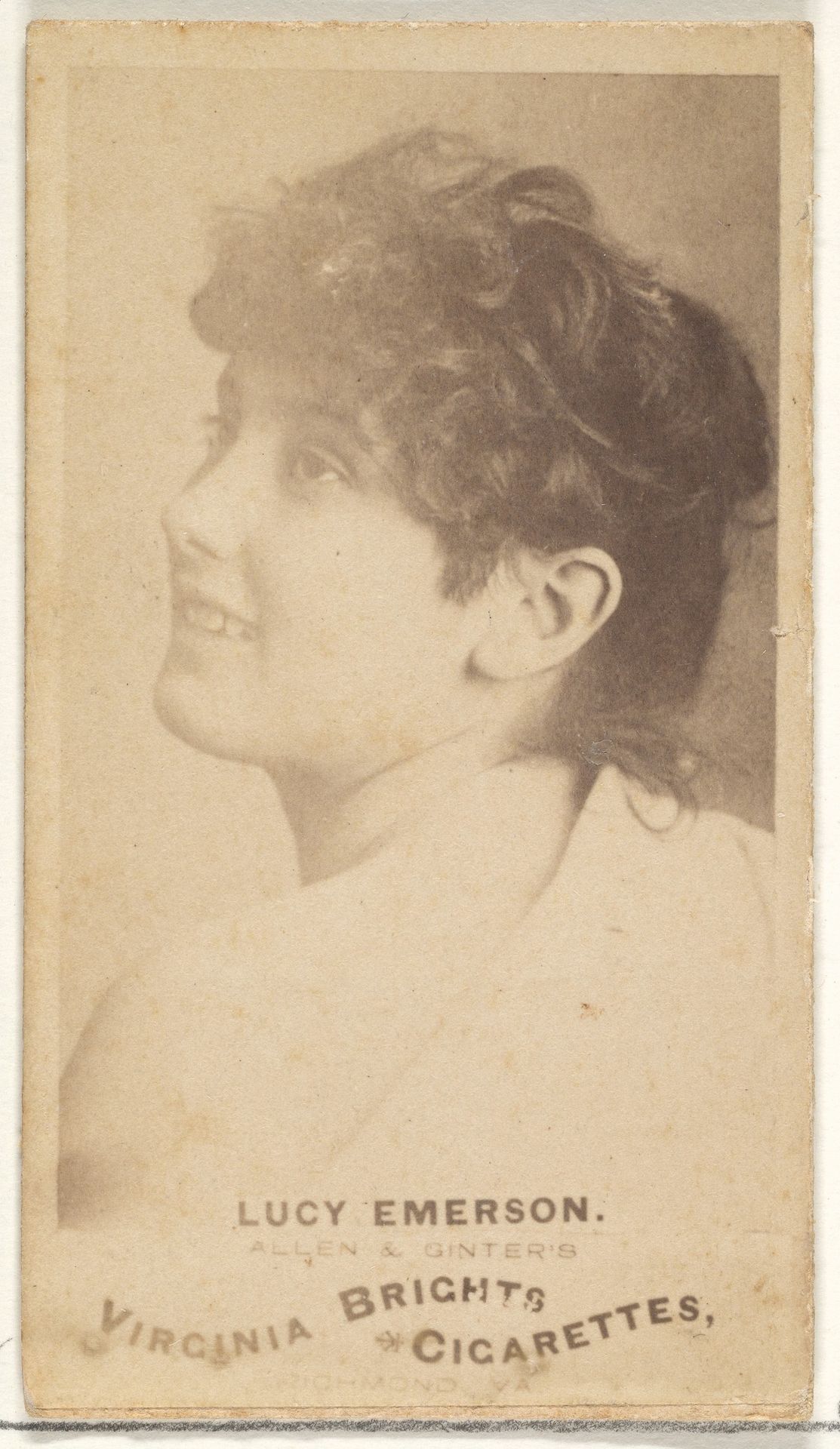 Lucy Emerson, from the Actors and Actresses series (N45, Type 1) for Virginia Brights Cigarettes by Allen & Ginter