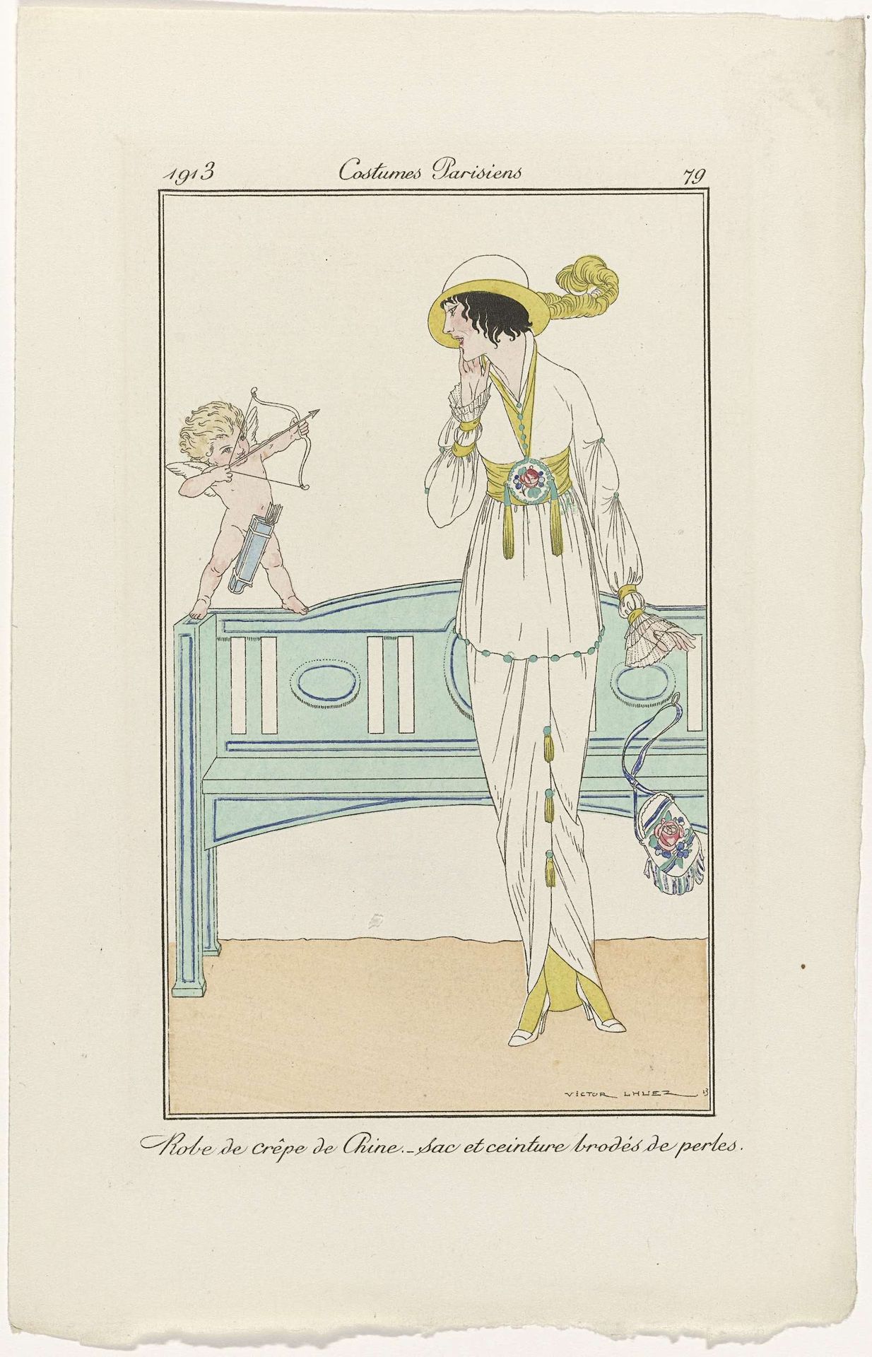 Journal des Dames et des Modes, Costumes Parisiens, 1913, No. 79 : Robe de crêp (...) by Victor Lhuer