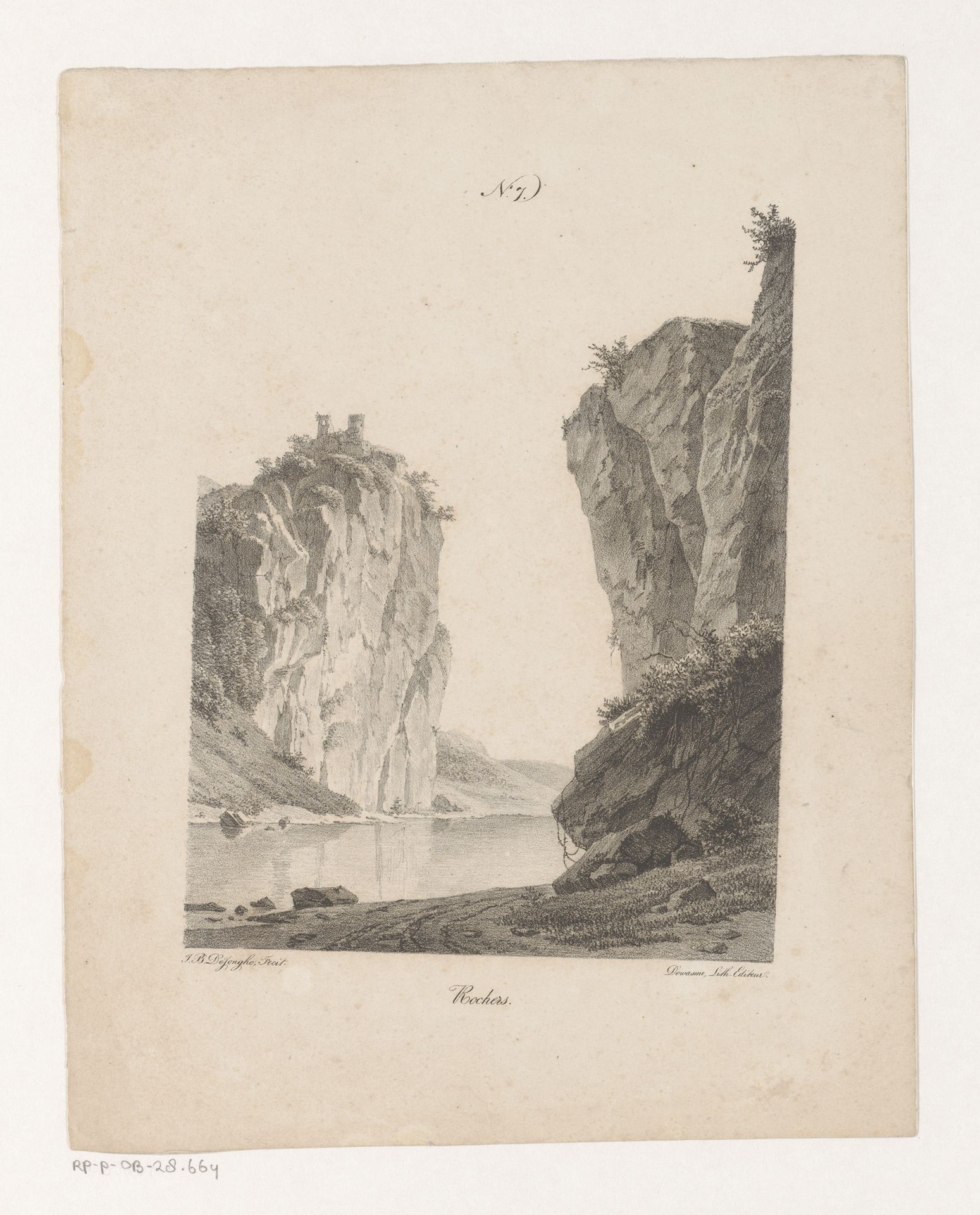 Rotsen langs het water by Jan Baptiste de Jonghe