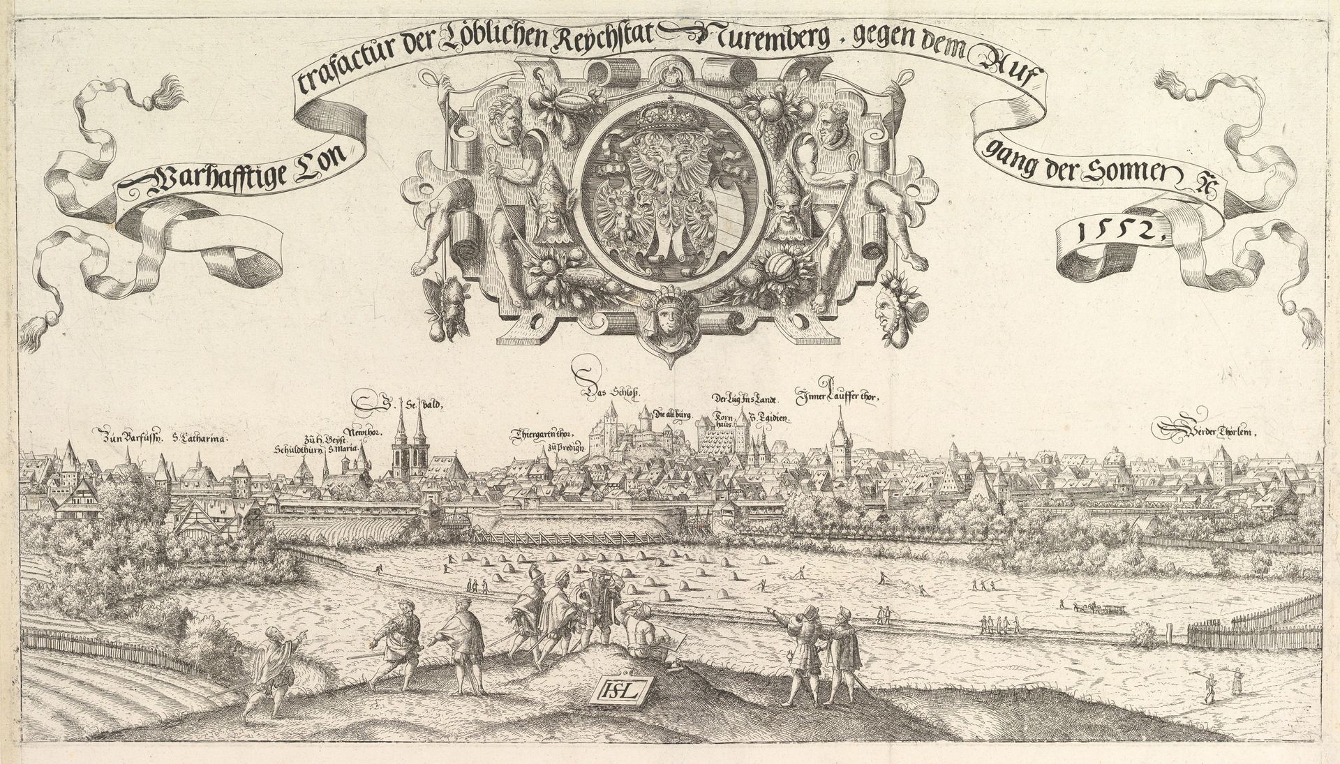 View of Nuremberg, to the east, center plate by Hanns Lautensack