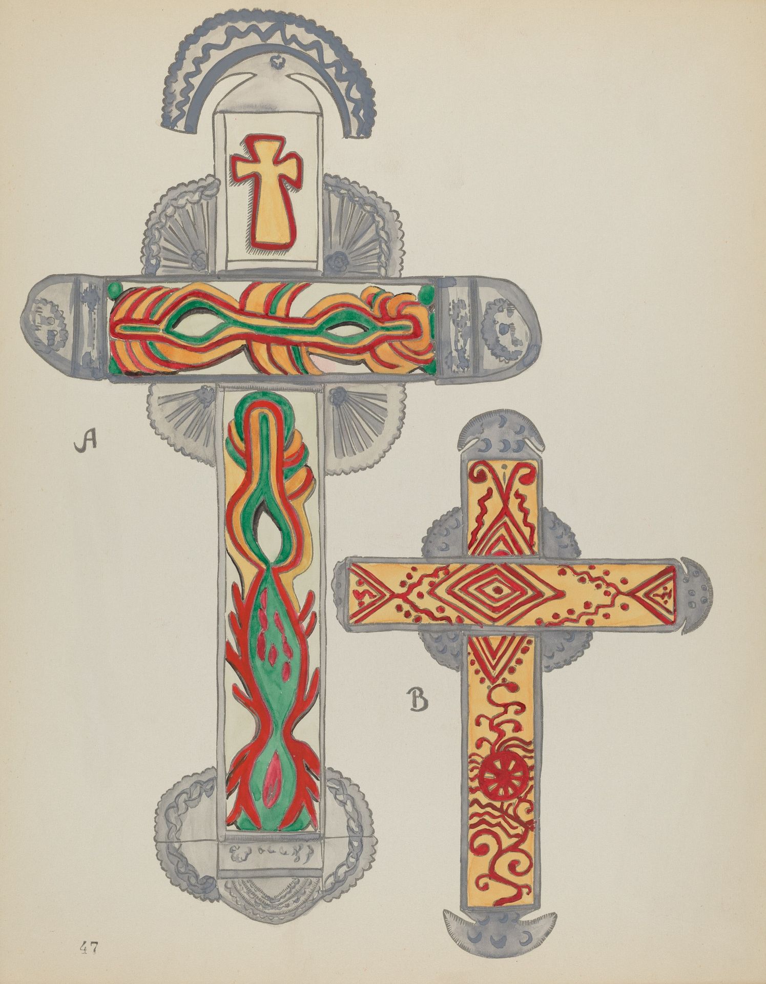 Plate 47: Crosses of Tin: From Portfolio "Spanish Colonial Designs of New Mexico" by Anonymous