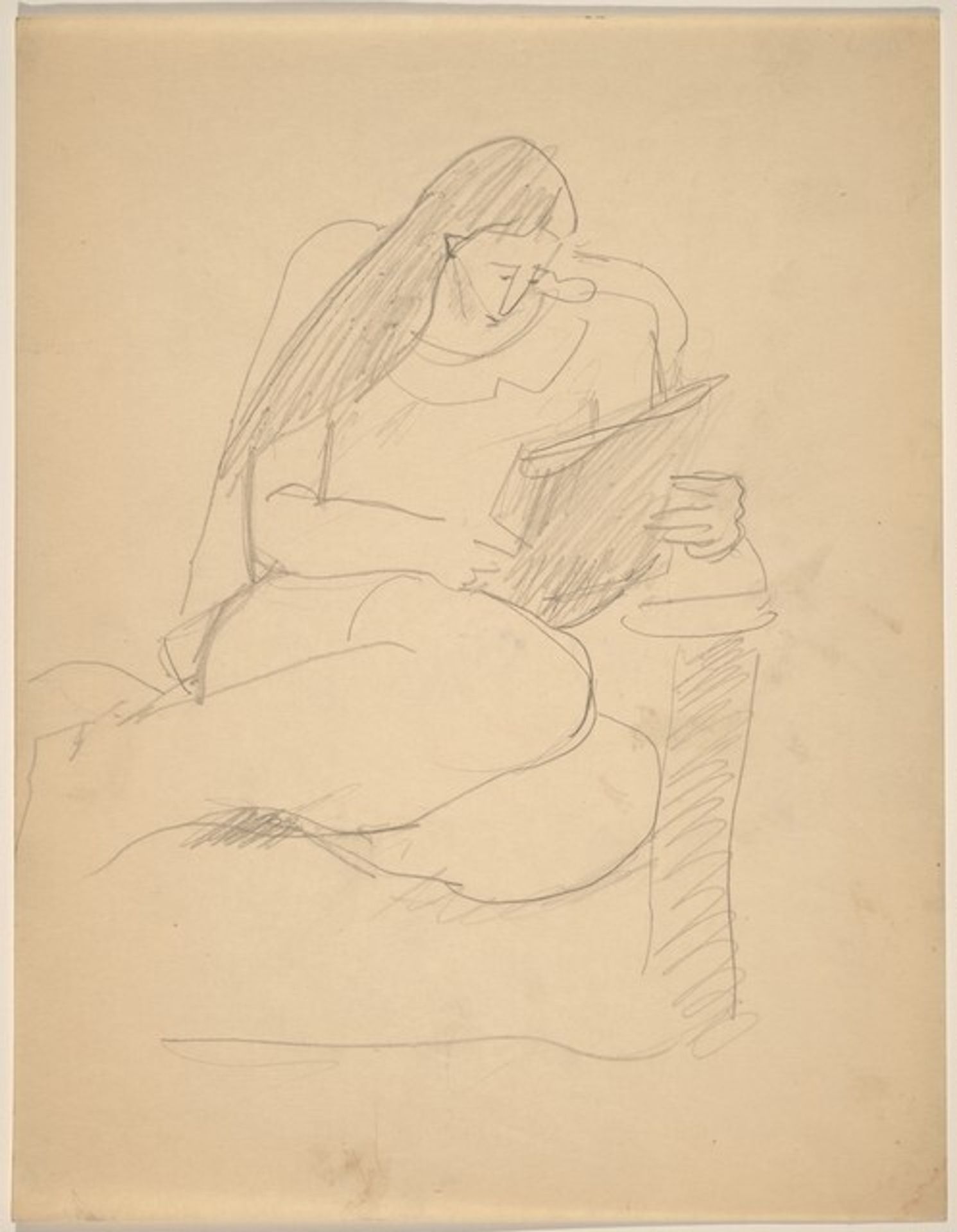 Woman Curled Up in Chair, Reading by Mark Rothko