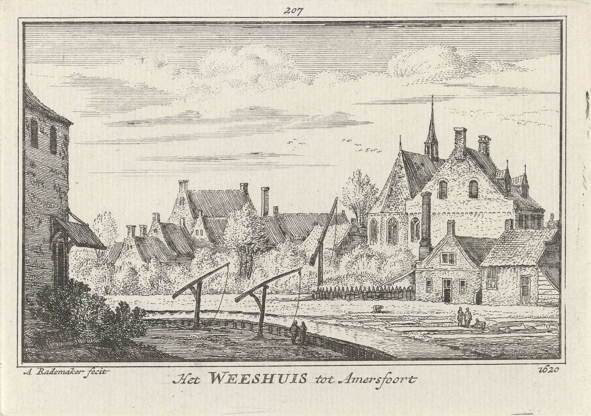 Gezicht op klooster Mariënhof te Amersfoort, 1620 by Abraham Rademaker