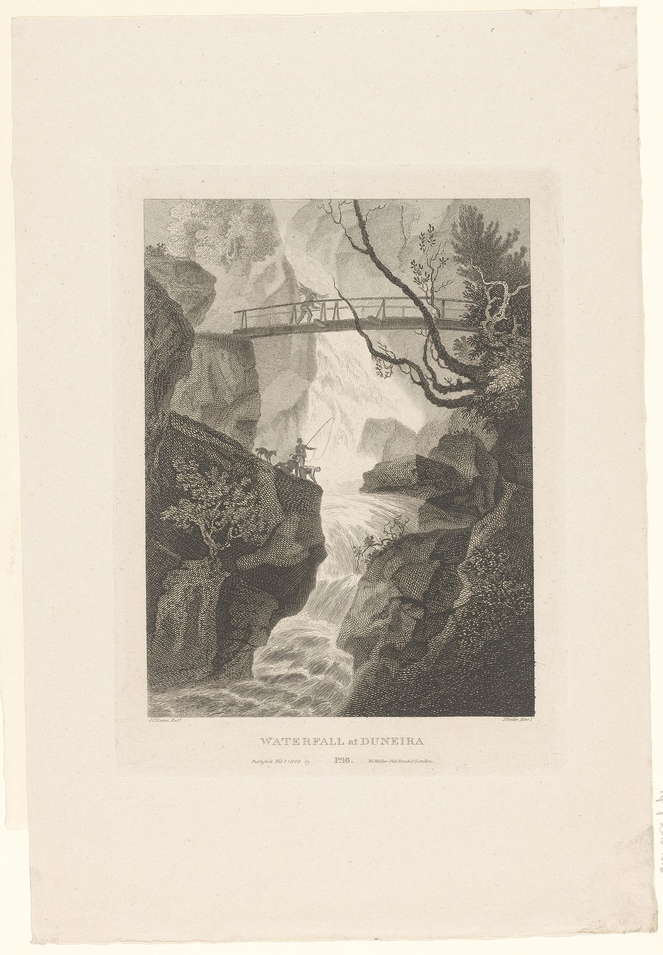 Gezicht op een waterval, bij Duneira by James Fittler