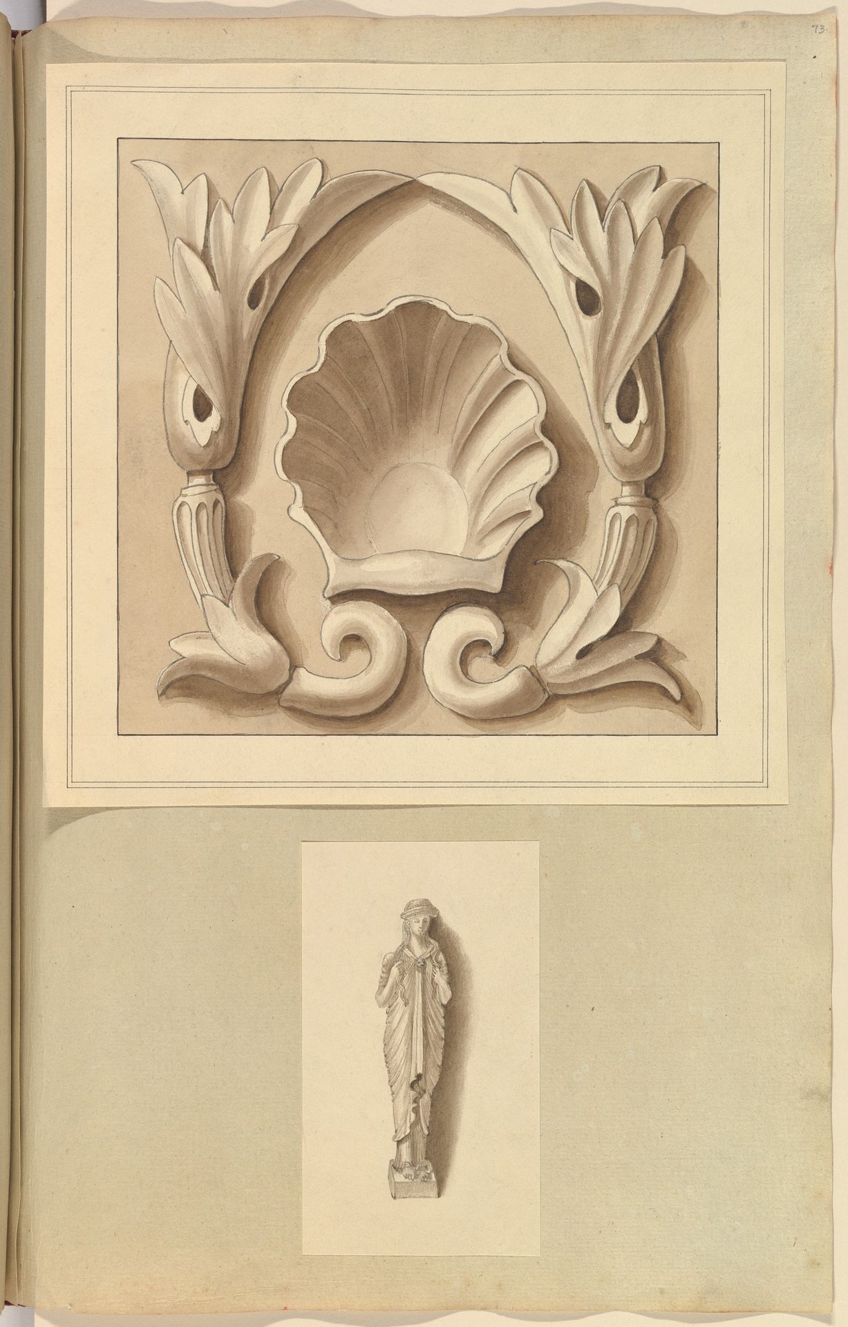 Carved Stone Ornamental Panel and Classical Female Figure by Alfred Henry Forrester
