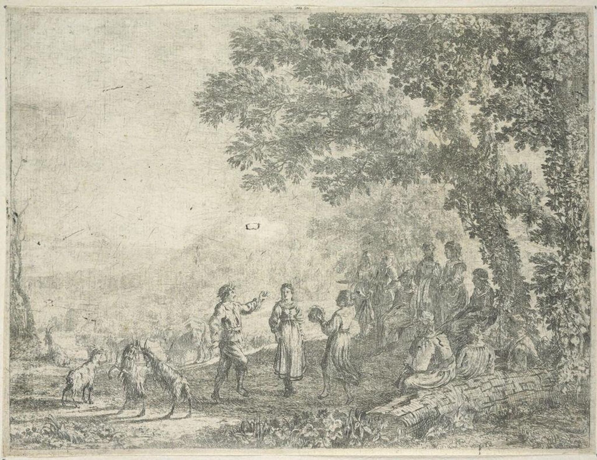 Landscape with a Country Dance, large plate by Claude Lorrain