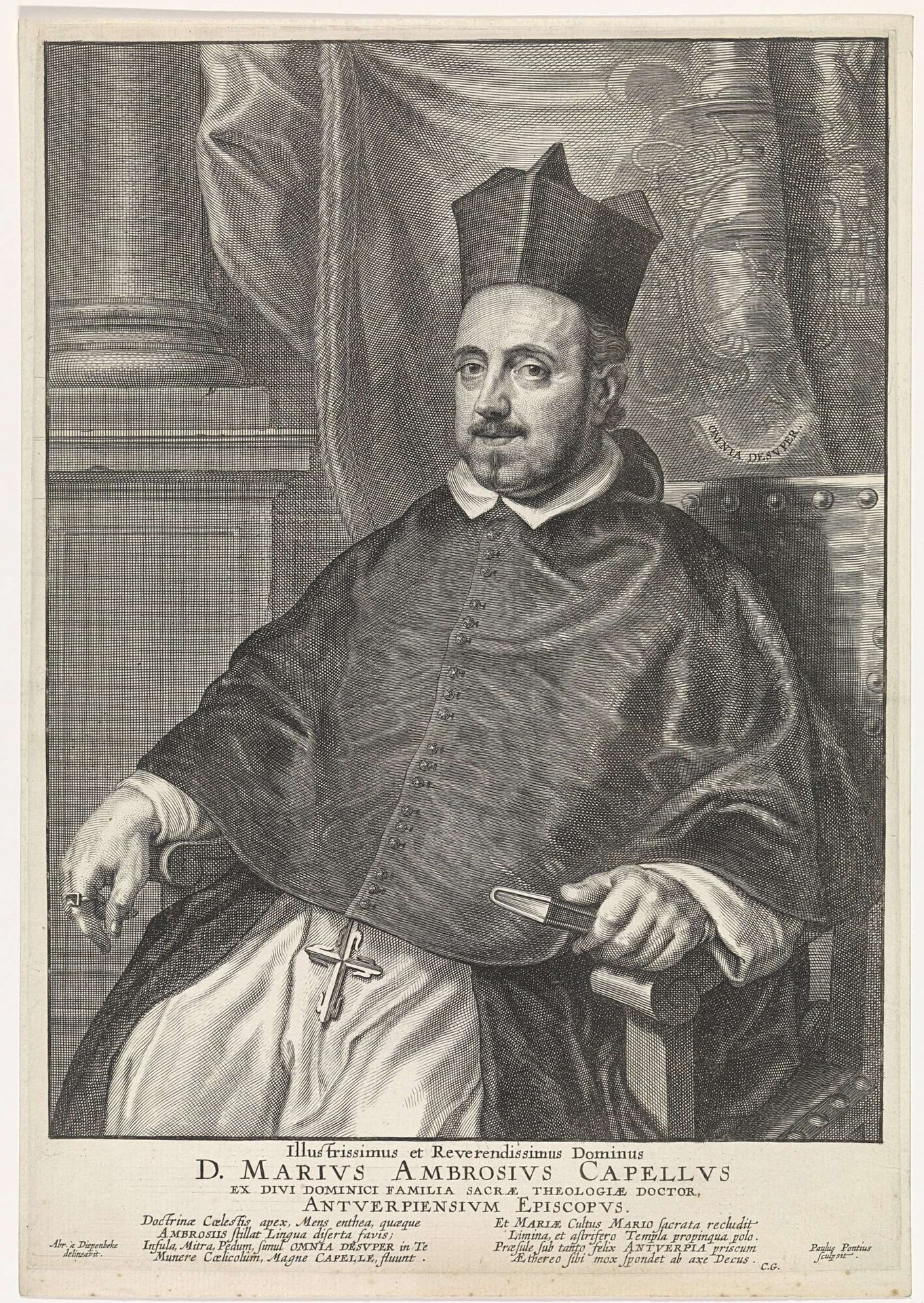 Portret van Marius Ambrosius Capello, bisschop van Antwerpen by Paulus Pontius