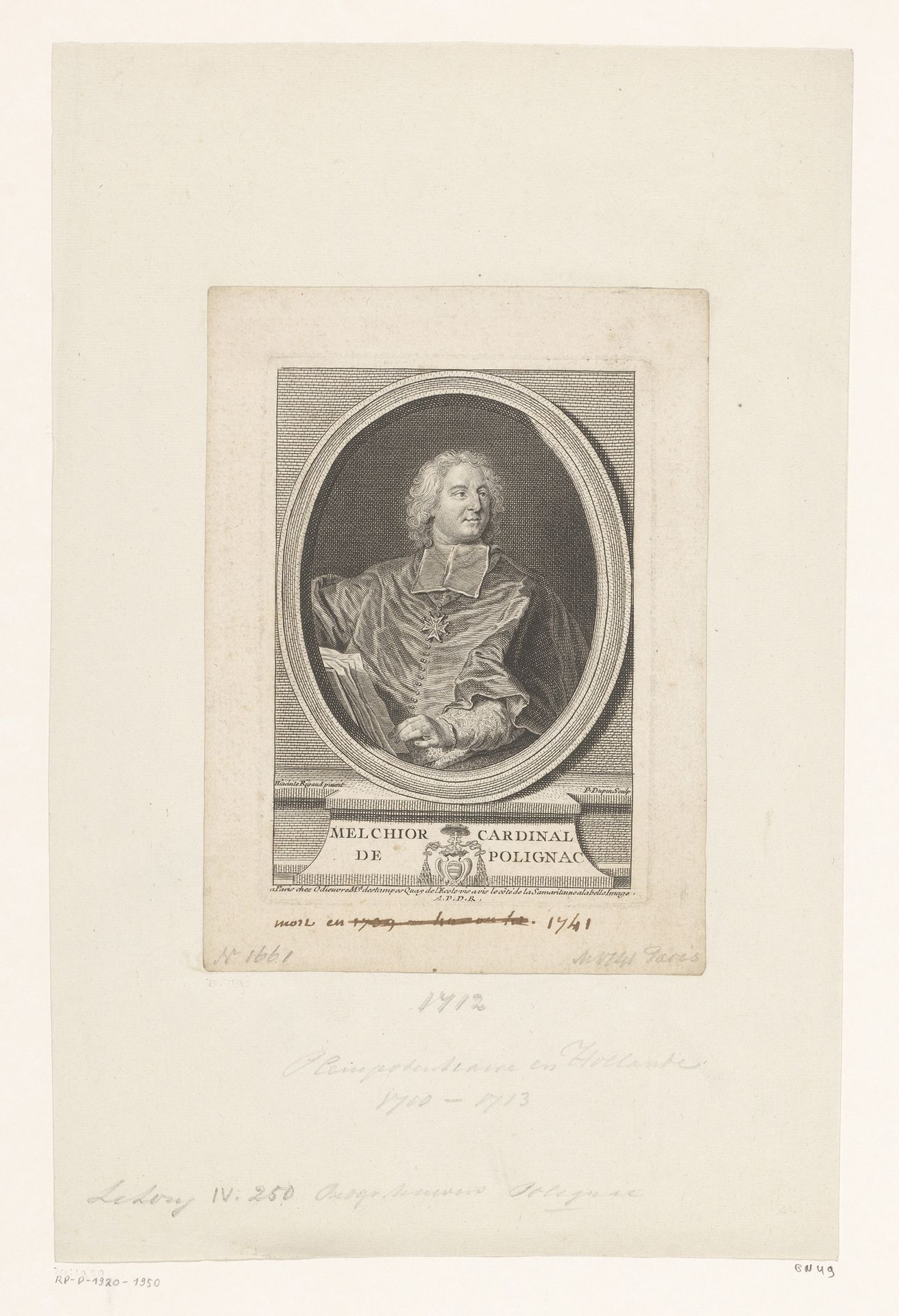 Portret van Melchior de Polignac by Pierre Dupin