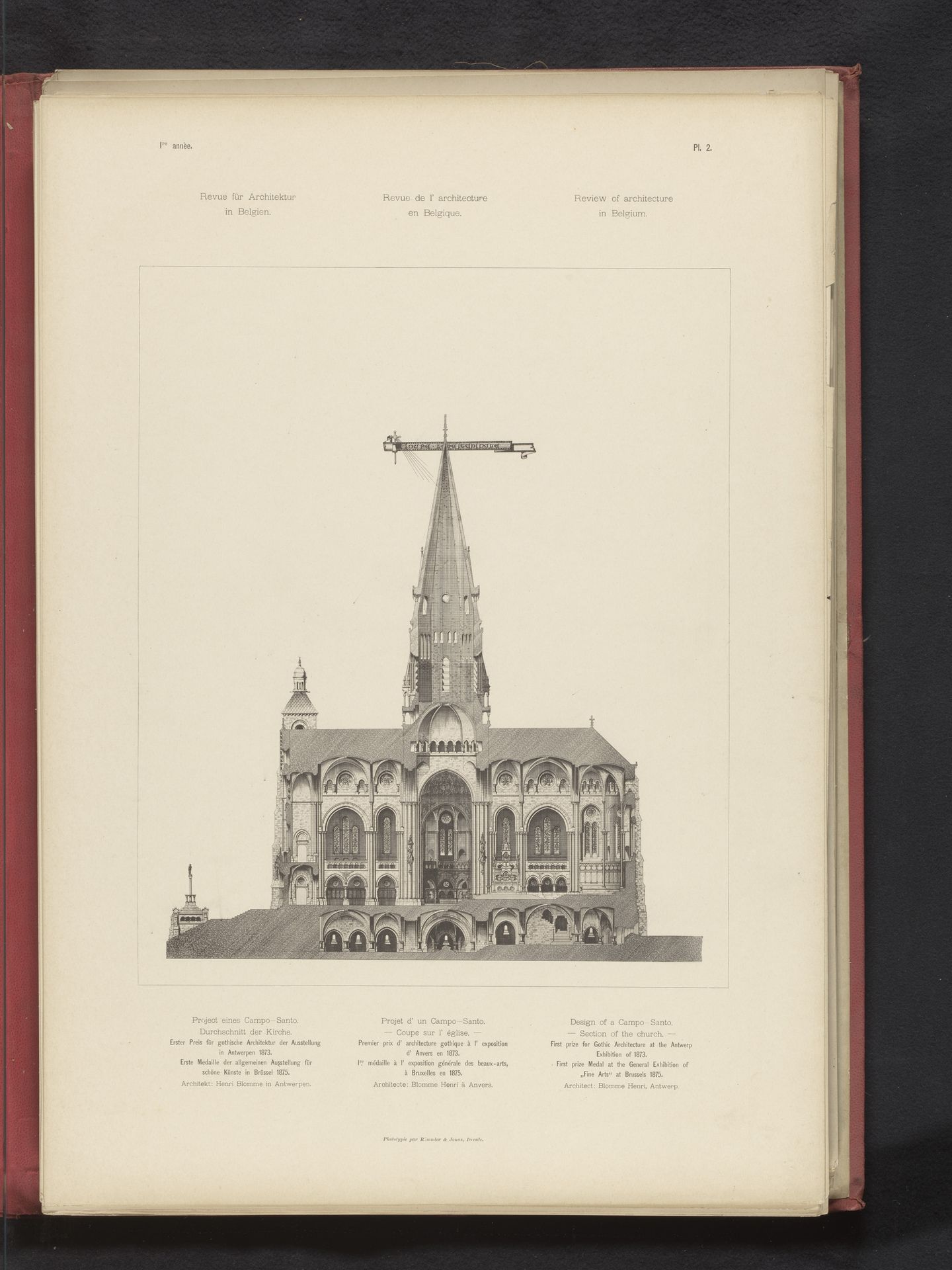 Reproductie van een ontwerp van een Campo Santo door Henri Blomme by Römmler & Jonas