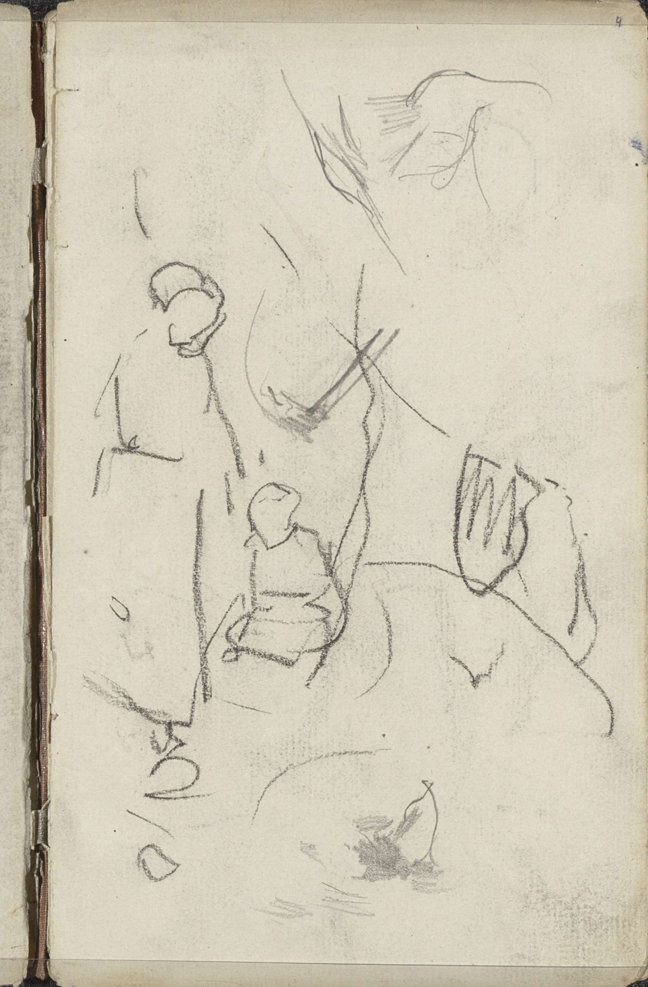 Paardenhoofd en een vrouw met kind by George Hendrik Breitner