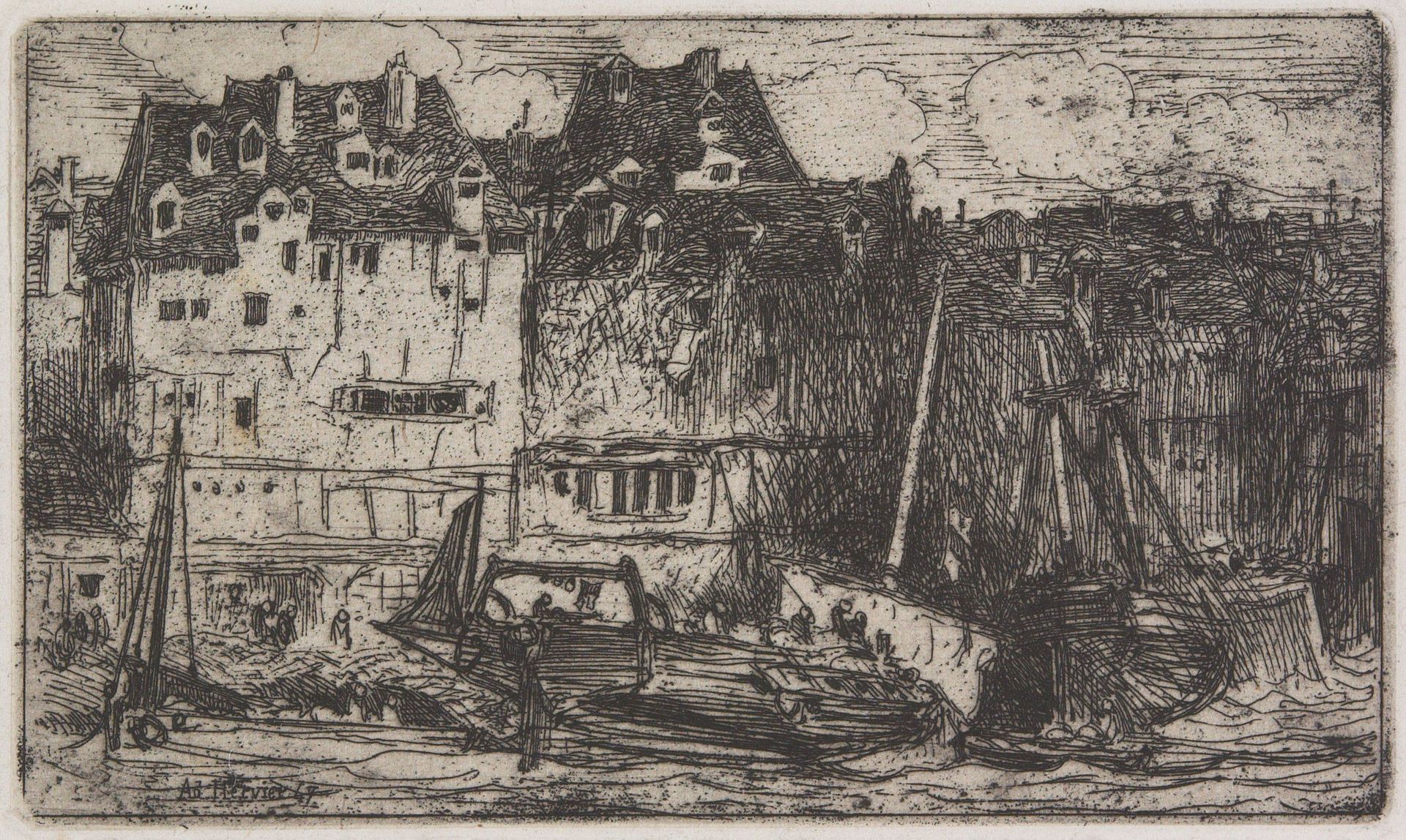 Beached Boats by Louis Adolphe Hervier