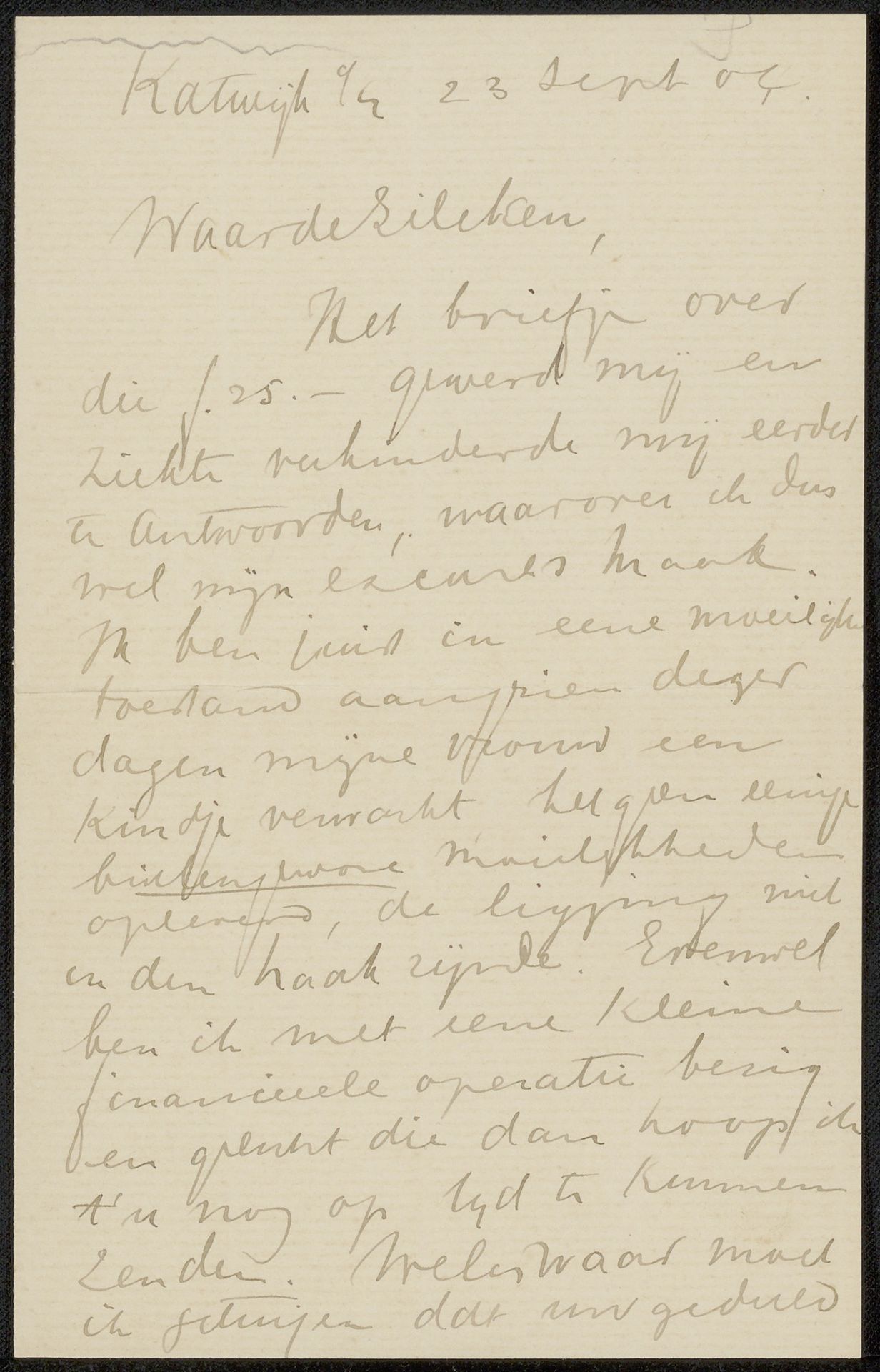 Brief aan Philip Zilcken by Frederik Salberg