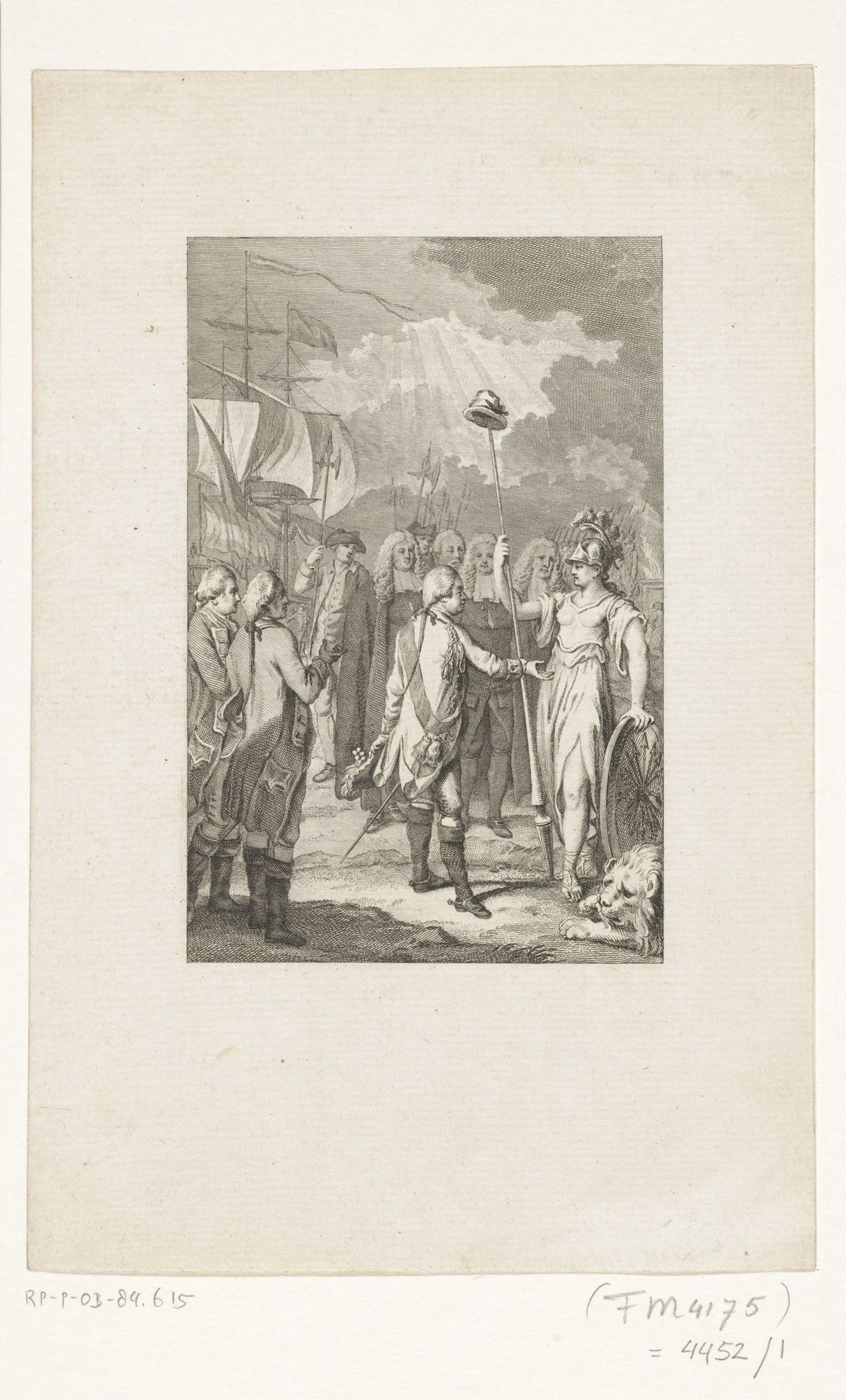 Allegorie op de meerderjarigheid van Willem V, 1766 by Reinier Vinkeles