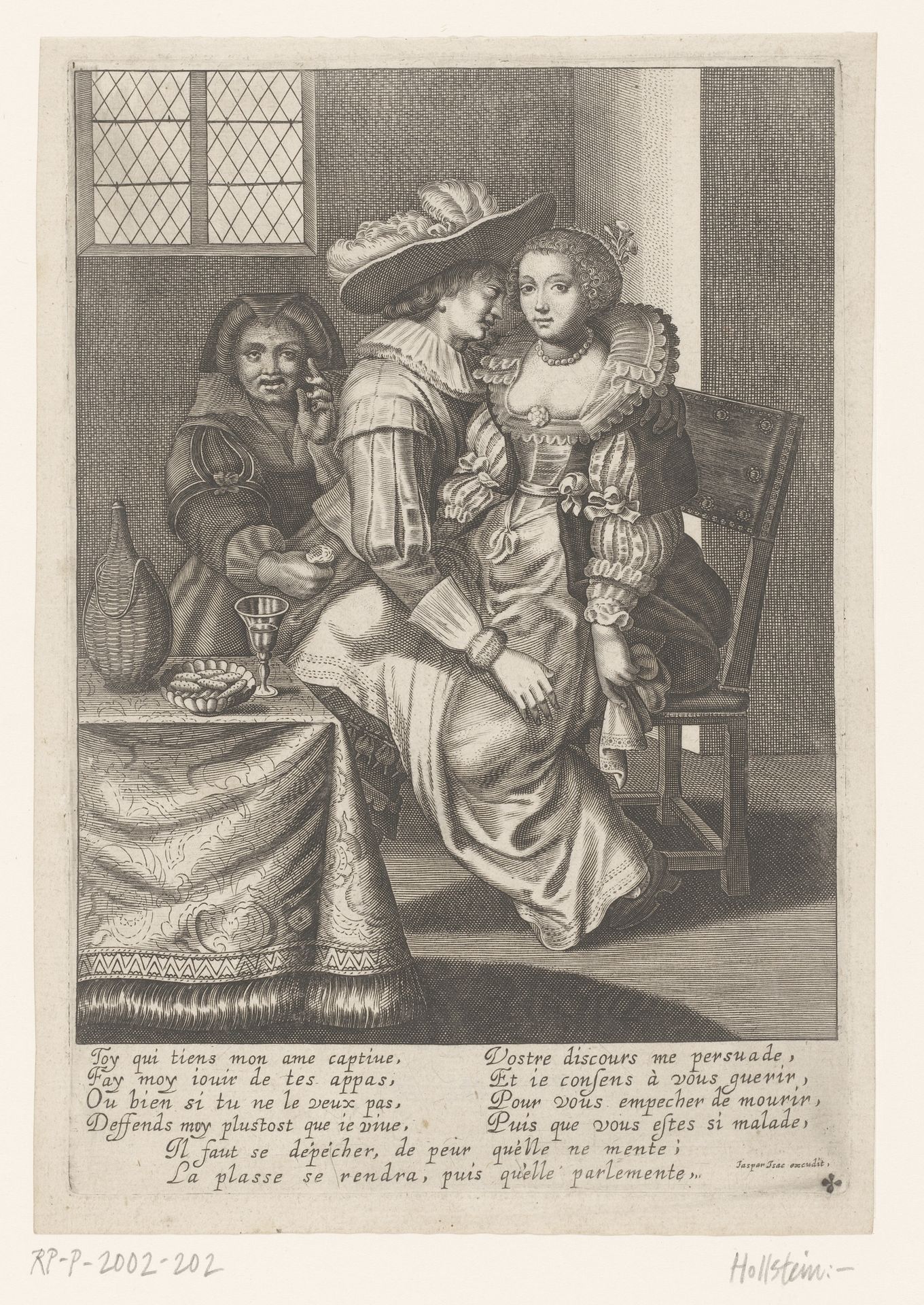Vrouw bij man op de schoot by Jaspar de Isaac