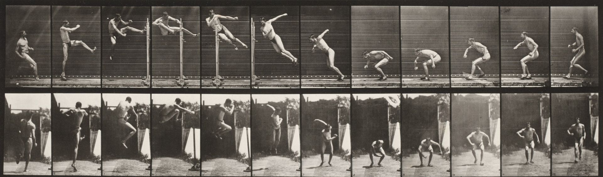 Plate Number 158. Jumping, running twist high jump by Eadweard Muybridge