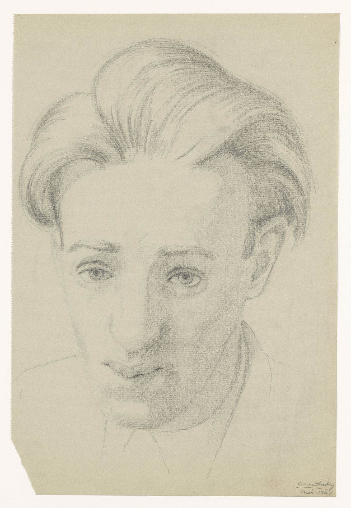 Zelfportret en face, mei 1942 by Cor van Teeseling
