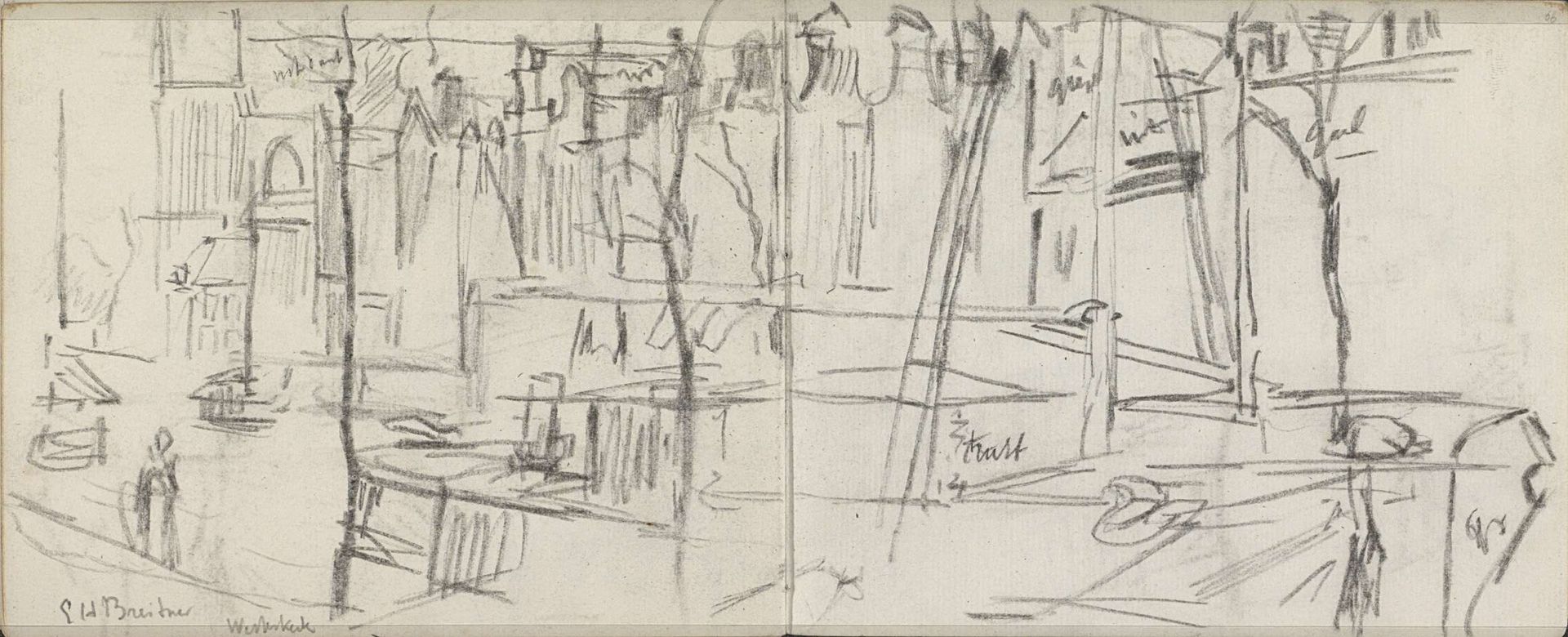 Gezicht op de Prinsengracht te Amsterdam met de Westerkerk by George Hendrik Breitner