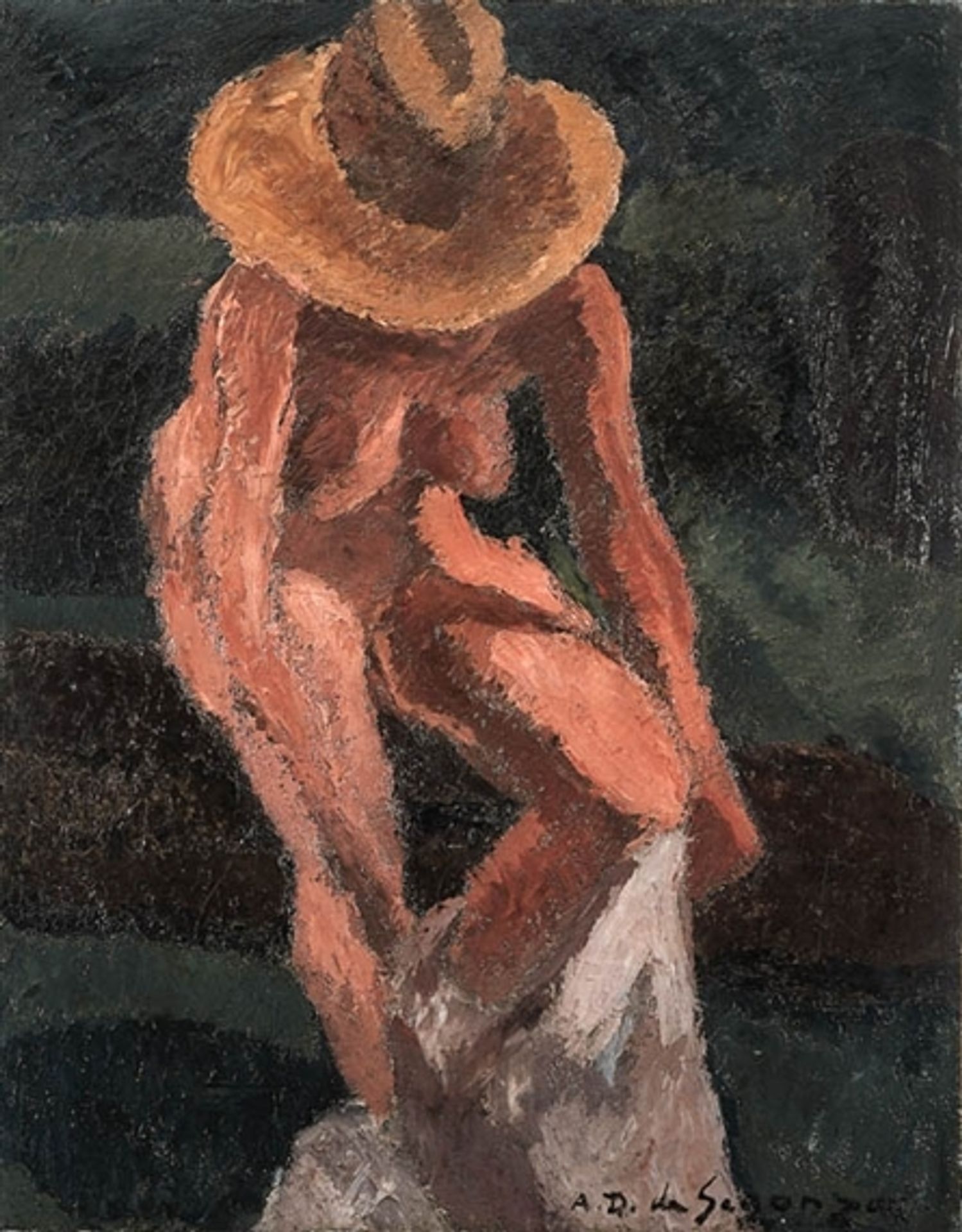 Nue au chapeau de paille by Andre Dunoyer de Segonzac