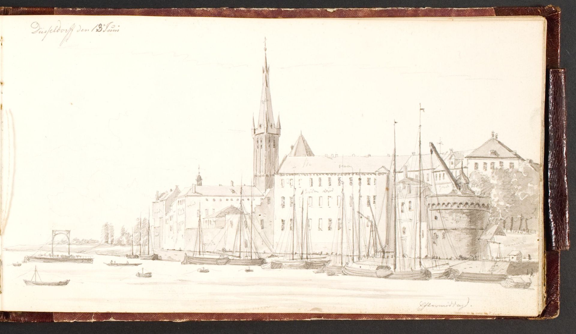 Düsseldorf set fra Rhinen by Martinus Rørbye