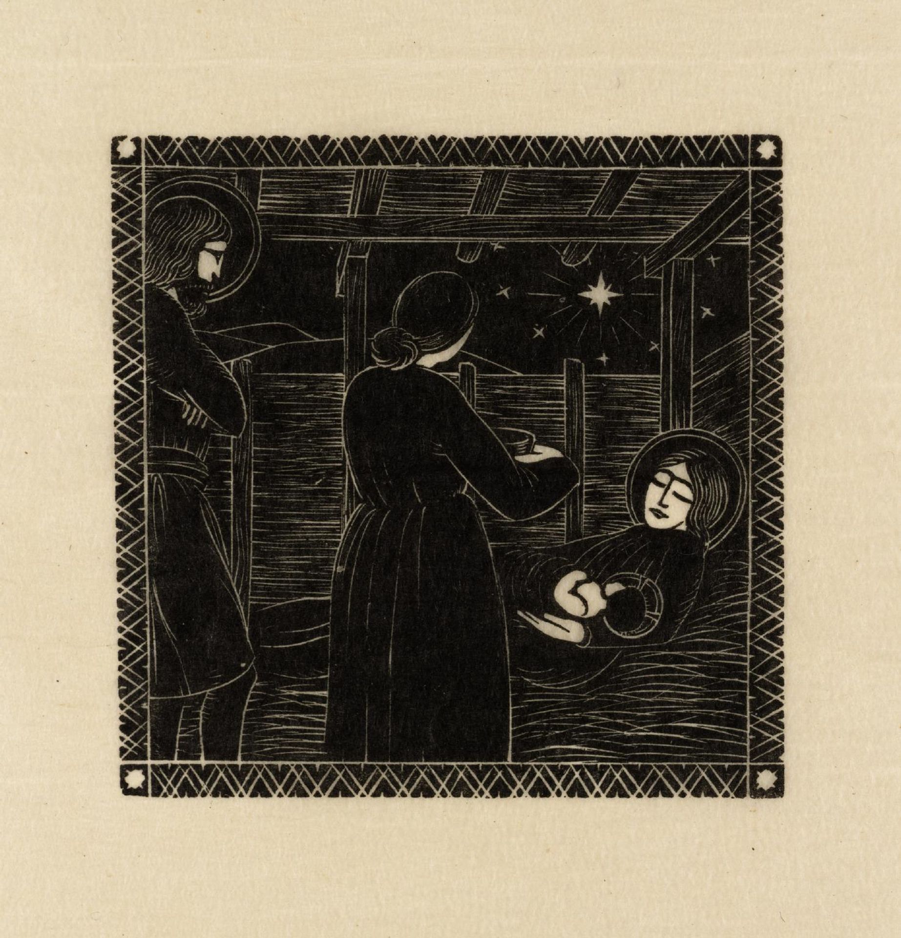 Nativity with Midwife by Eric Gill