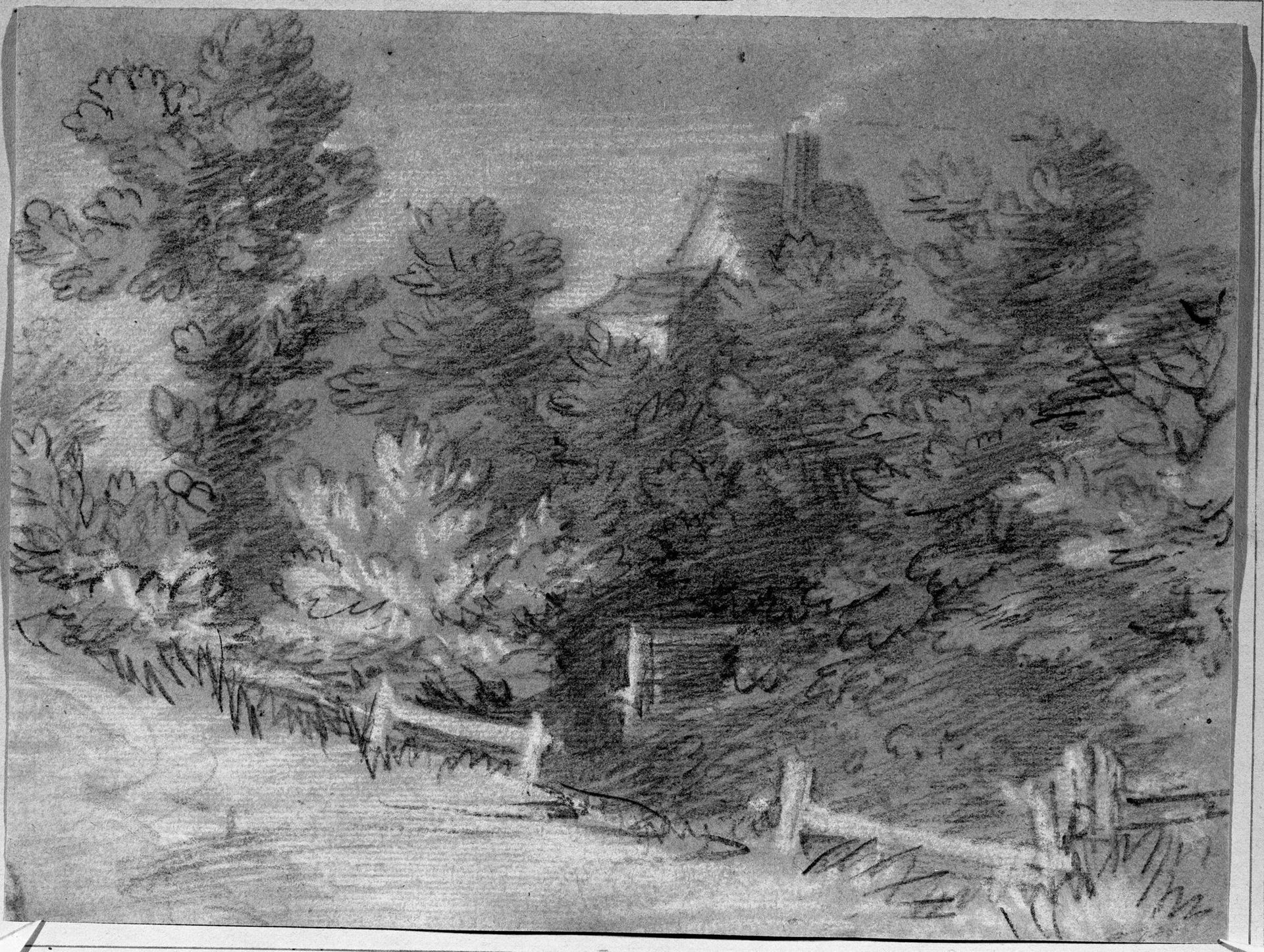 Landscape with a View from a Road of a Cottage and Fence by Thomas Gainsborough